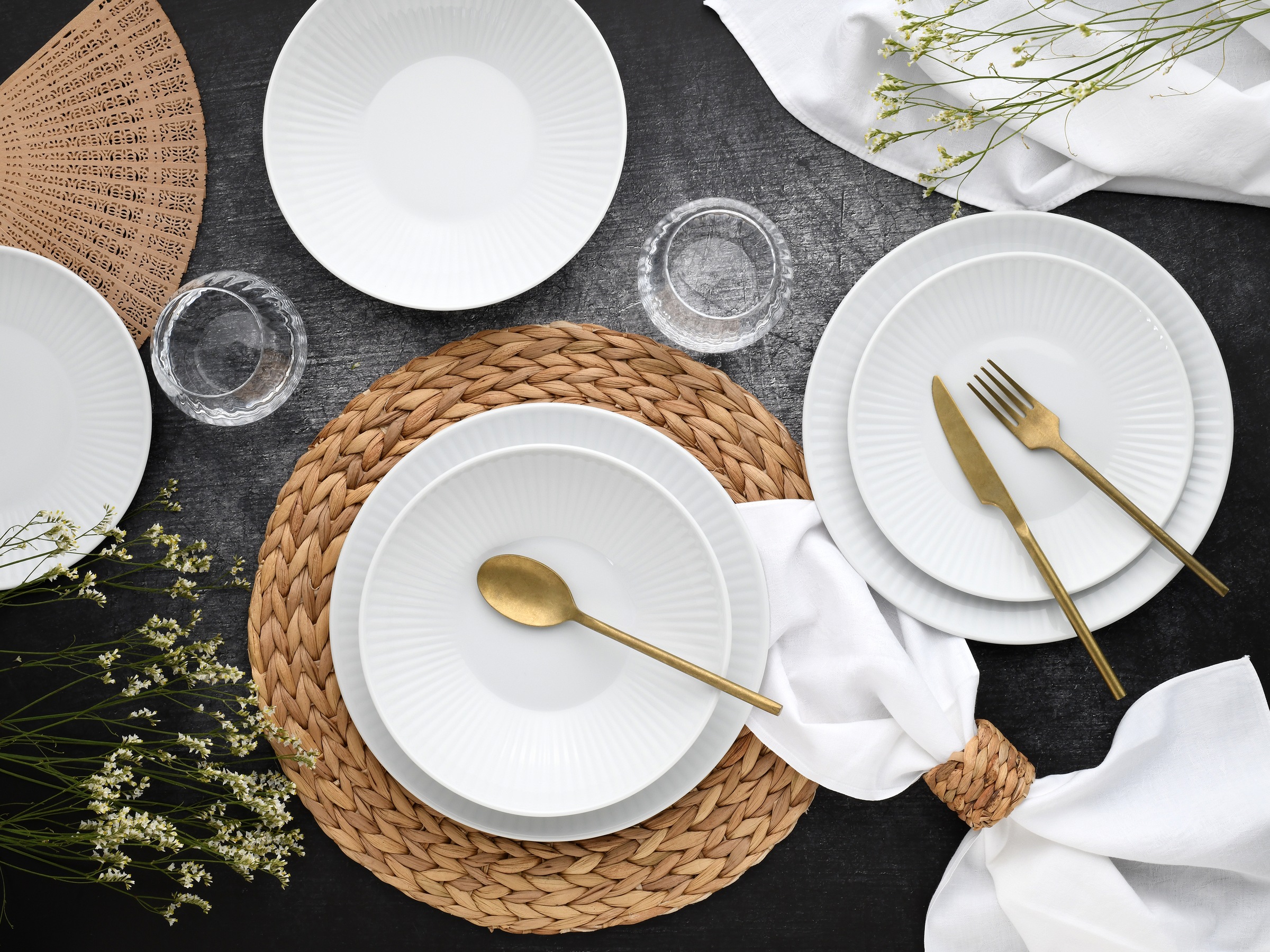 CreaTable Teller-Set »Valencia Weiß, Tellerset 18-tlg«, (Set, 18 tlg.), Elegant, Boho Chic