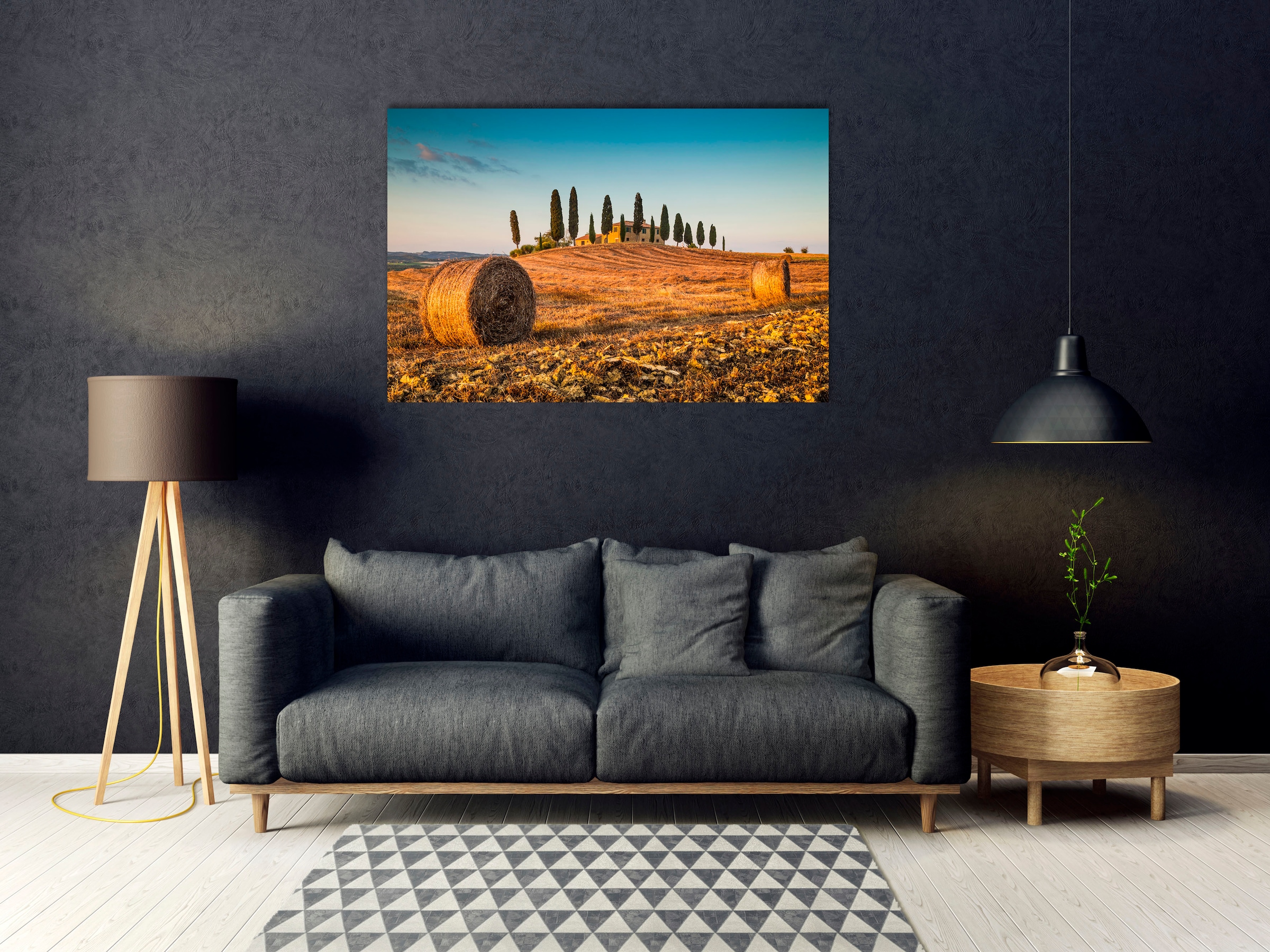 queence Acrylglasbild »Toskana«, Landschaft-Italien-Tannenbaum-Gebäude, (1 günstig online kaufen