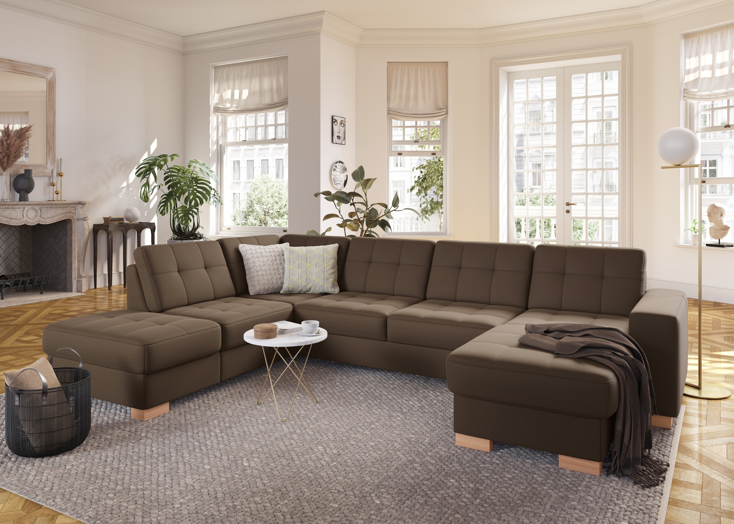 sit&more Wohnlandschaft »Quincy U-Form«, wahlweise mit Bettfunktion und Bettkasten