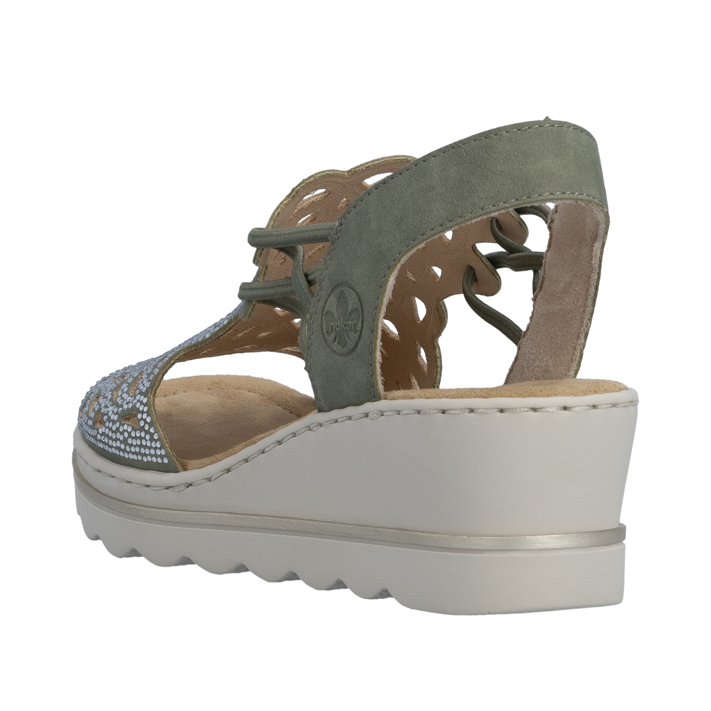 Rieker Keilsandalette  Sommerschuh, Plateausandale, Schlupfschuh mit Schmucksteinchen