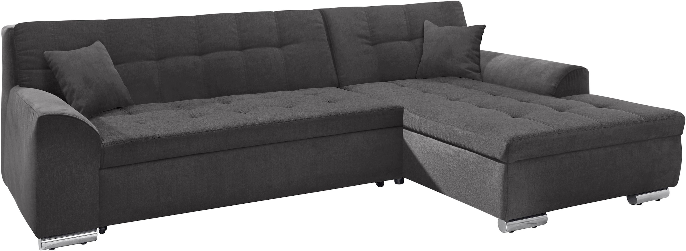 DOMO collection Ecksofa »Aversa, moderne Steppung im Sitz und Rücken, geschwungene Armlehnen,«, L-Form, wahlweise mit Bettfunktion