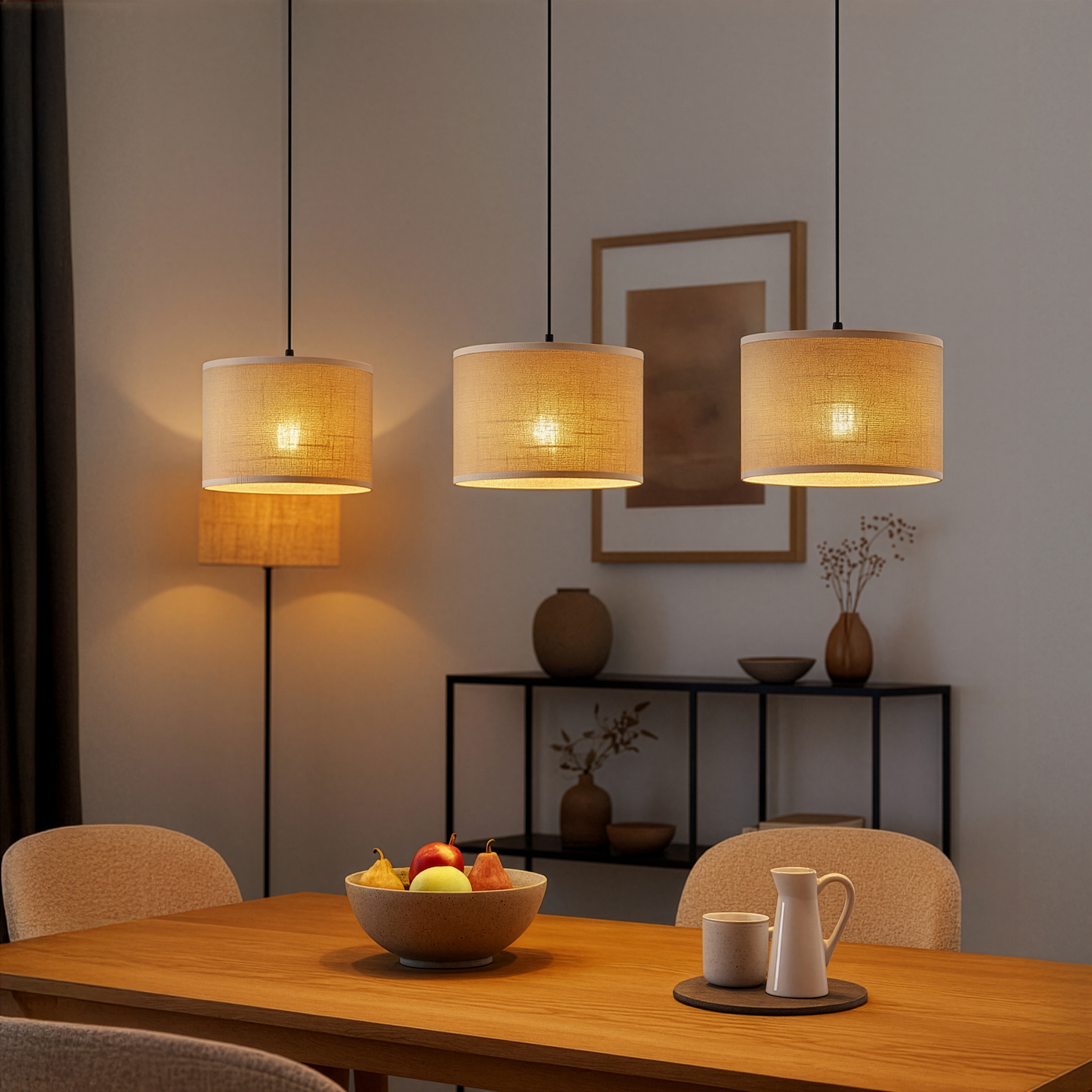 OTTO home Pendelleuchte »Mikka« E27 1 Stk. mit Leinenstoffschirm, Höhe 110 cm, Breite 100 cm