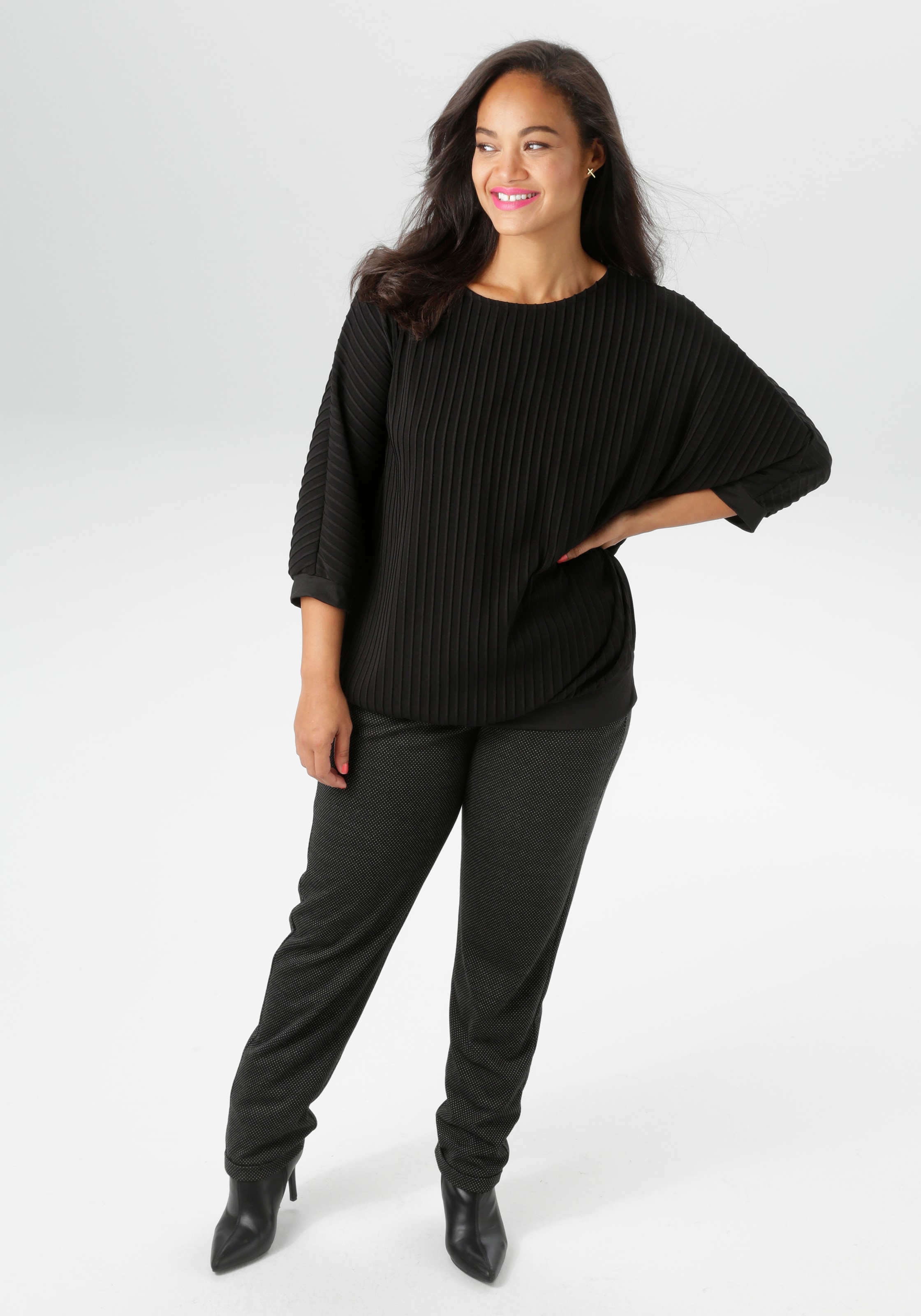 Aniston PLUS Rundhalsshirt mit interessanter Biesenstruktur - NEUE KOLLEKTION