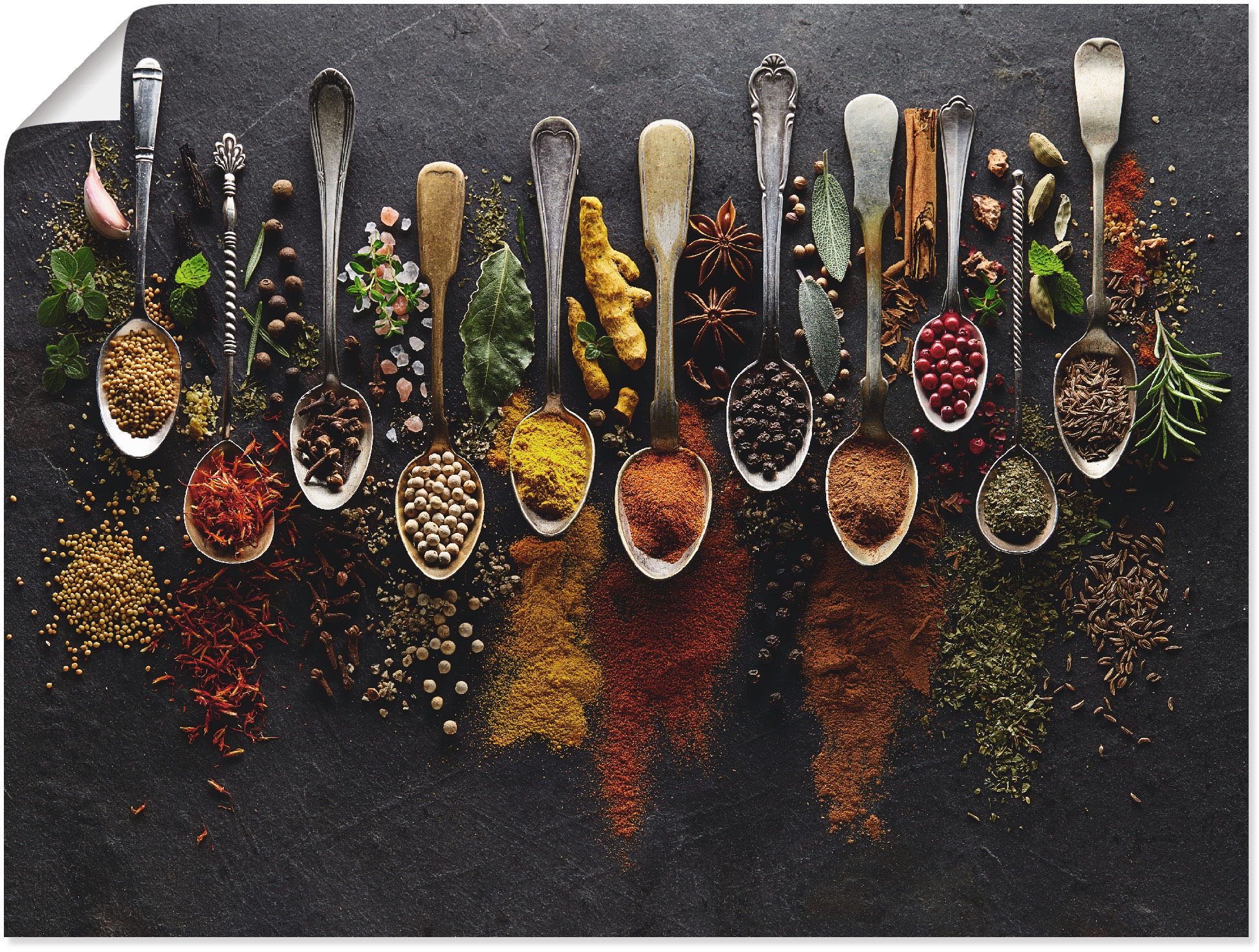 Artland Wandbild »Kräuter Gewürze Schiefer« Lebensmittel 1 Stk. tlg. als Al günstig online kaufen