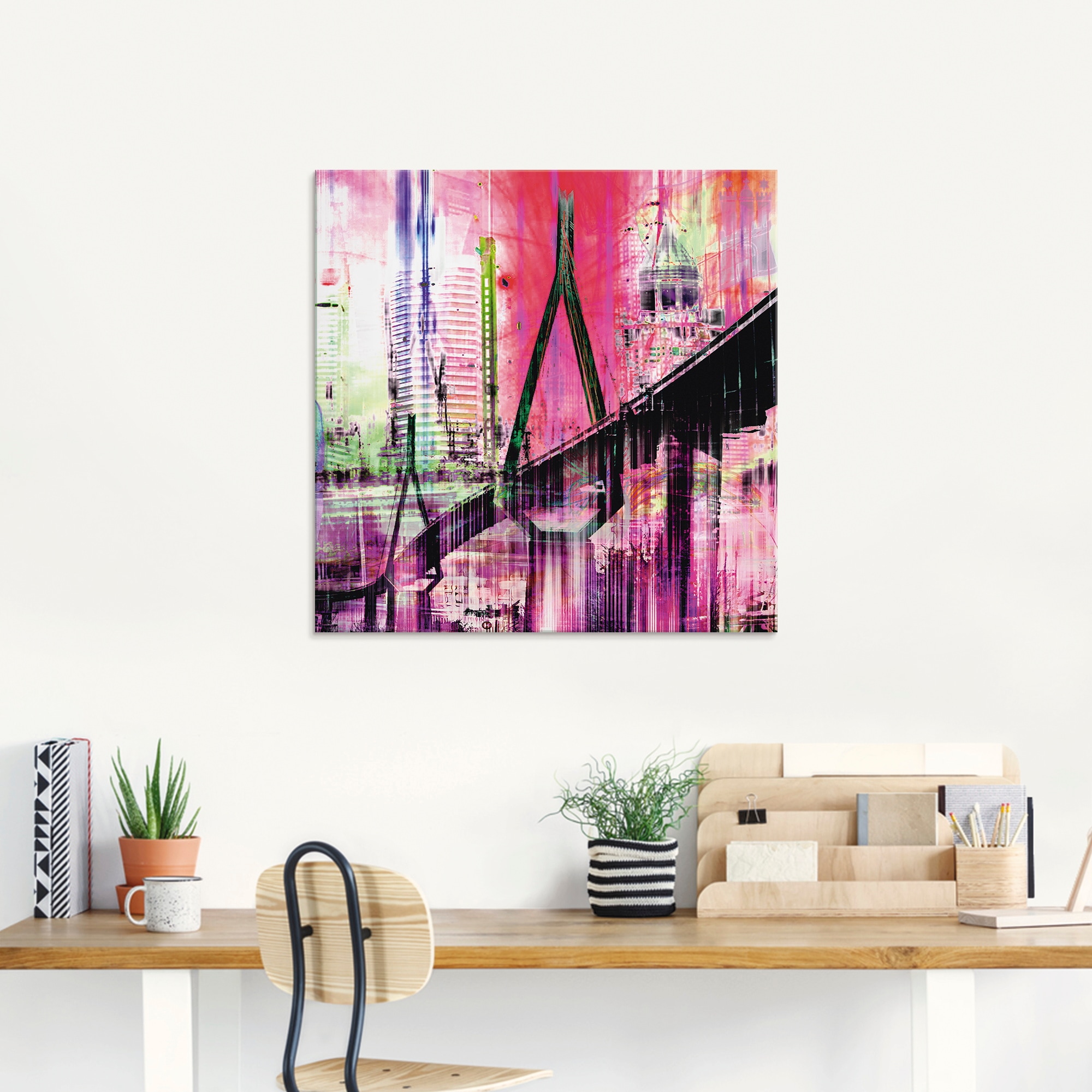 Artland Glasbild »Hamburg Skyline Abstrakte Collage«, Deutschland, (1 St.), in verschiedenen Größen