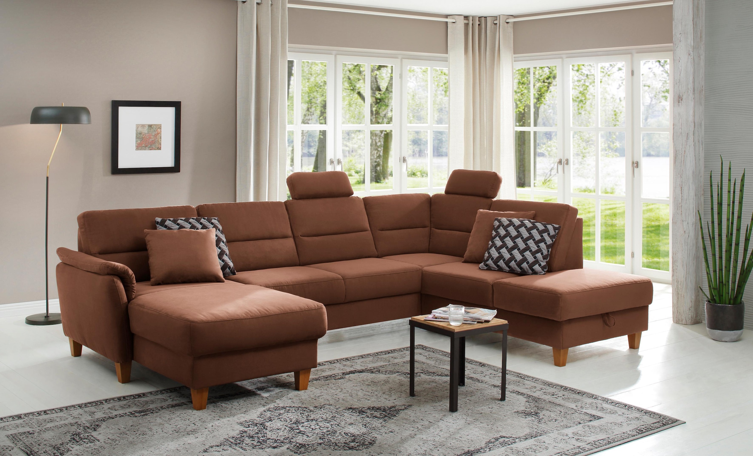 Home affaire Wohnlandschaft »Palmera U-Form, B: 308 cm« optional Bettfunkti günstig online kaufen