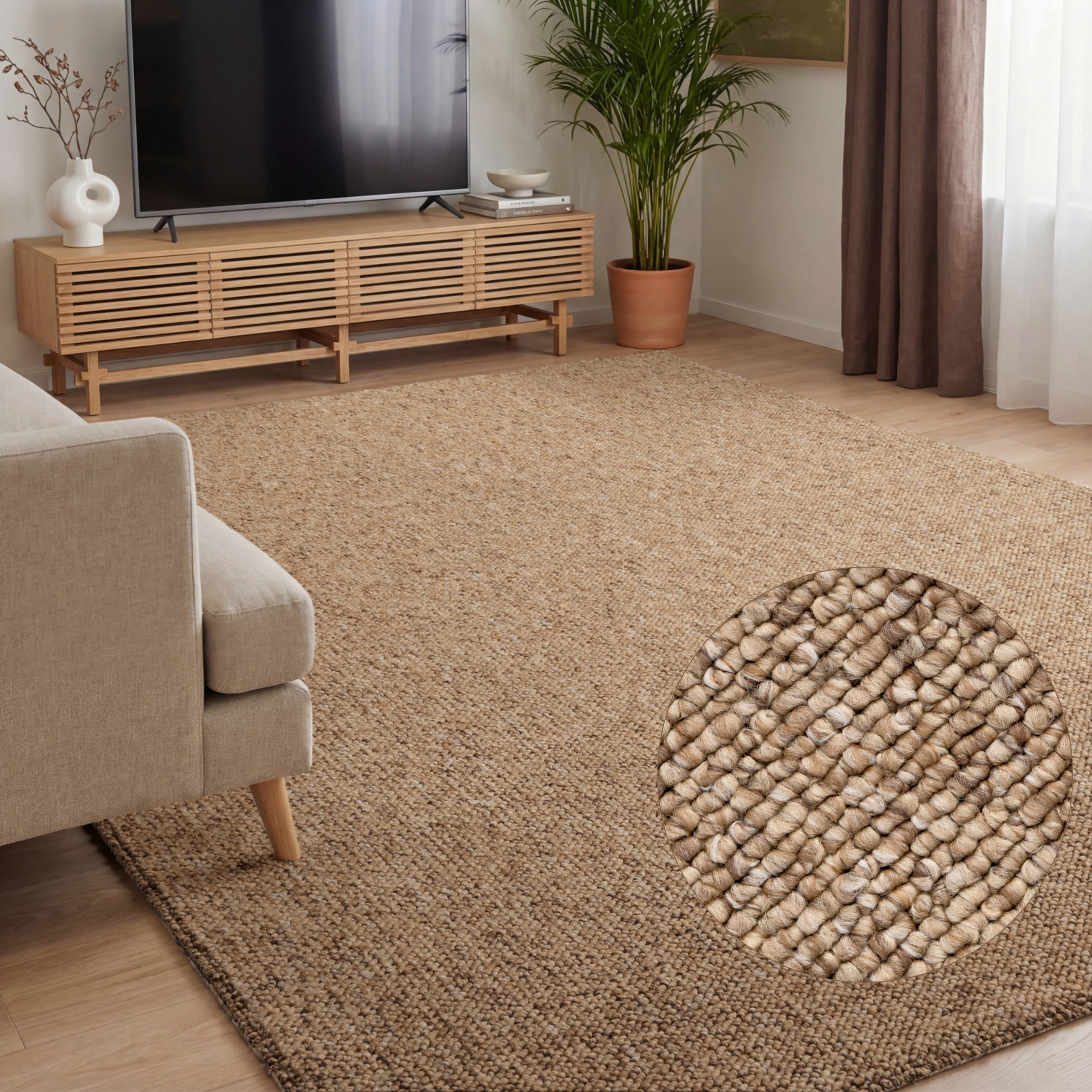 ELLE DECORATION Teppich »Rocco« rechteckig 10 mm Höhe Läufer, waschbar, Wohnzimmer, Esszimmer, Woll-Optik