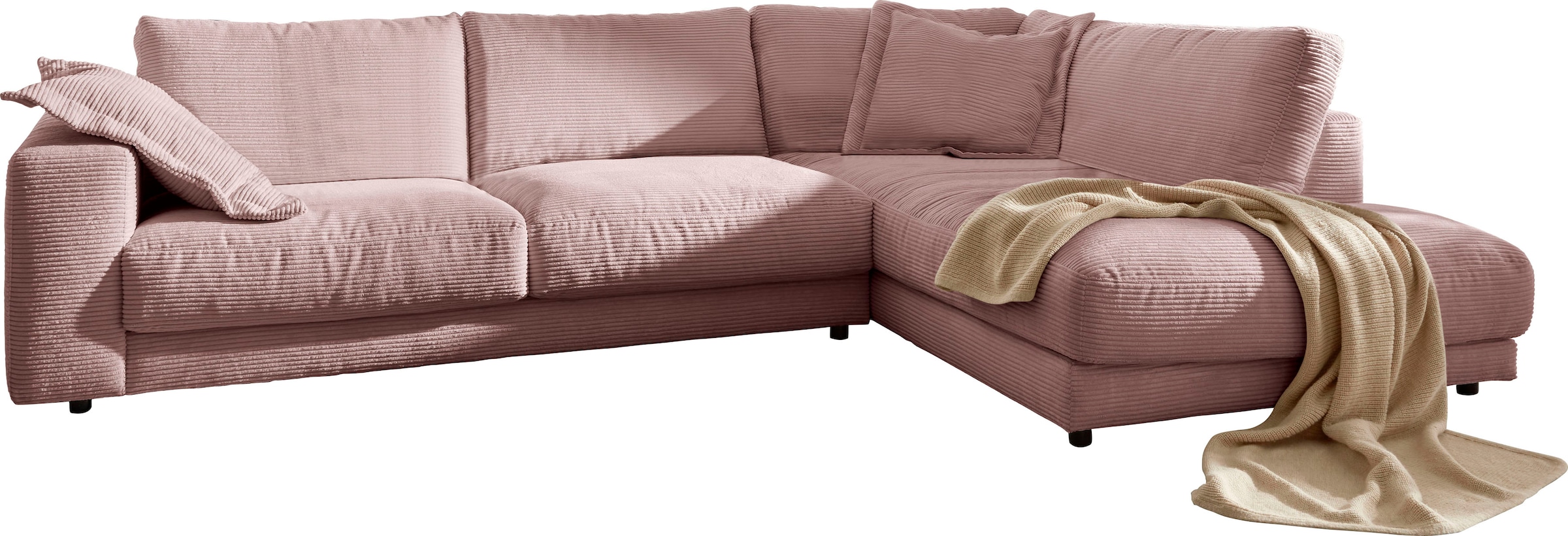 Ecksofa HOME AFFAIRE "Enisa XXL B/T/H: 325/224/85 cm L-Form", rosa (rosé), B:325cm