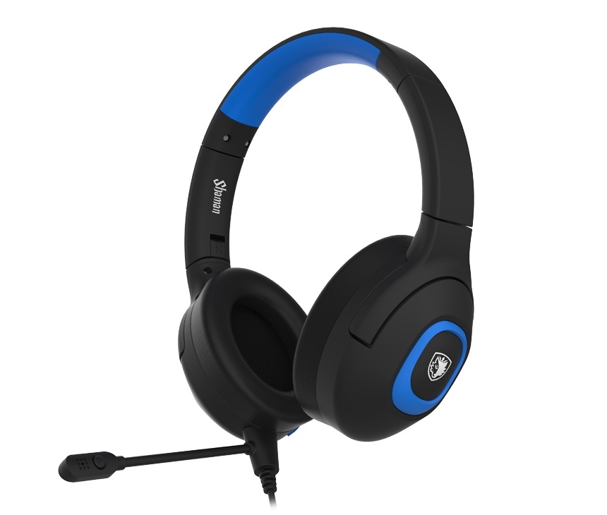 Sades Gaming-Headset »Shaman SA-724 Gaming Headset, schwarz/blau, USB, kabelgebunden«, Mikrofon abnehmbar, Stereo, Over Ear, PC, PST, XBox, Nintendo Switch, VR, Phone