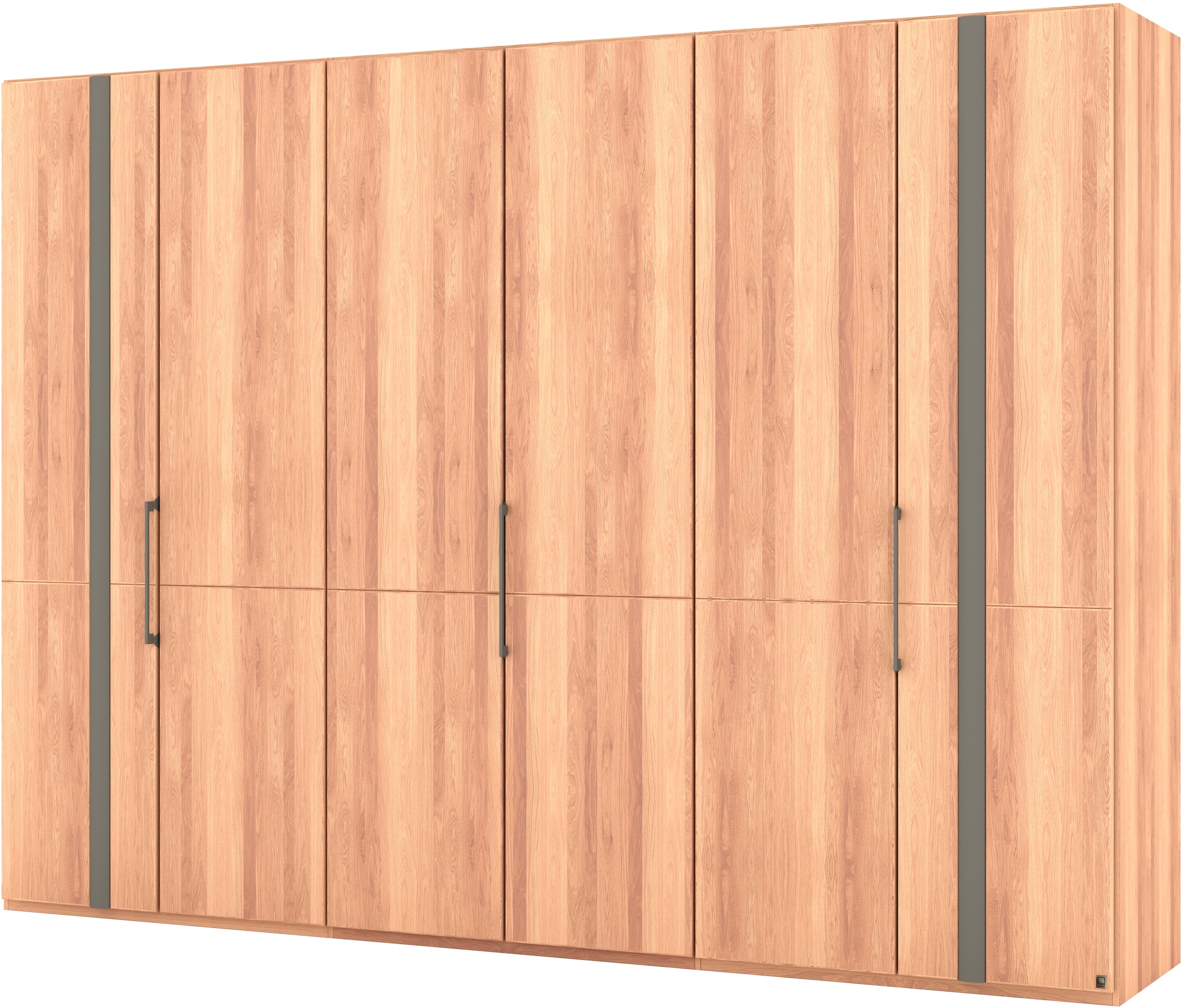 Musterring Drehtürenschrank »Sorrent, Kleiderschrank, teilmassiv Eiche«, (mit Türdämpfern, in 5 Breiten & 2 Höhen, extra Böden, MADE IN GERMANY), Türen in Eiche massiv mit Absetzung in Schiefer, verschiedene Maße