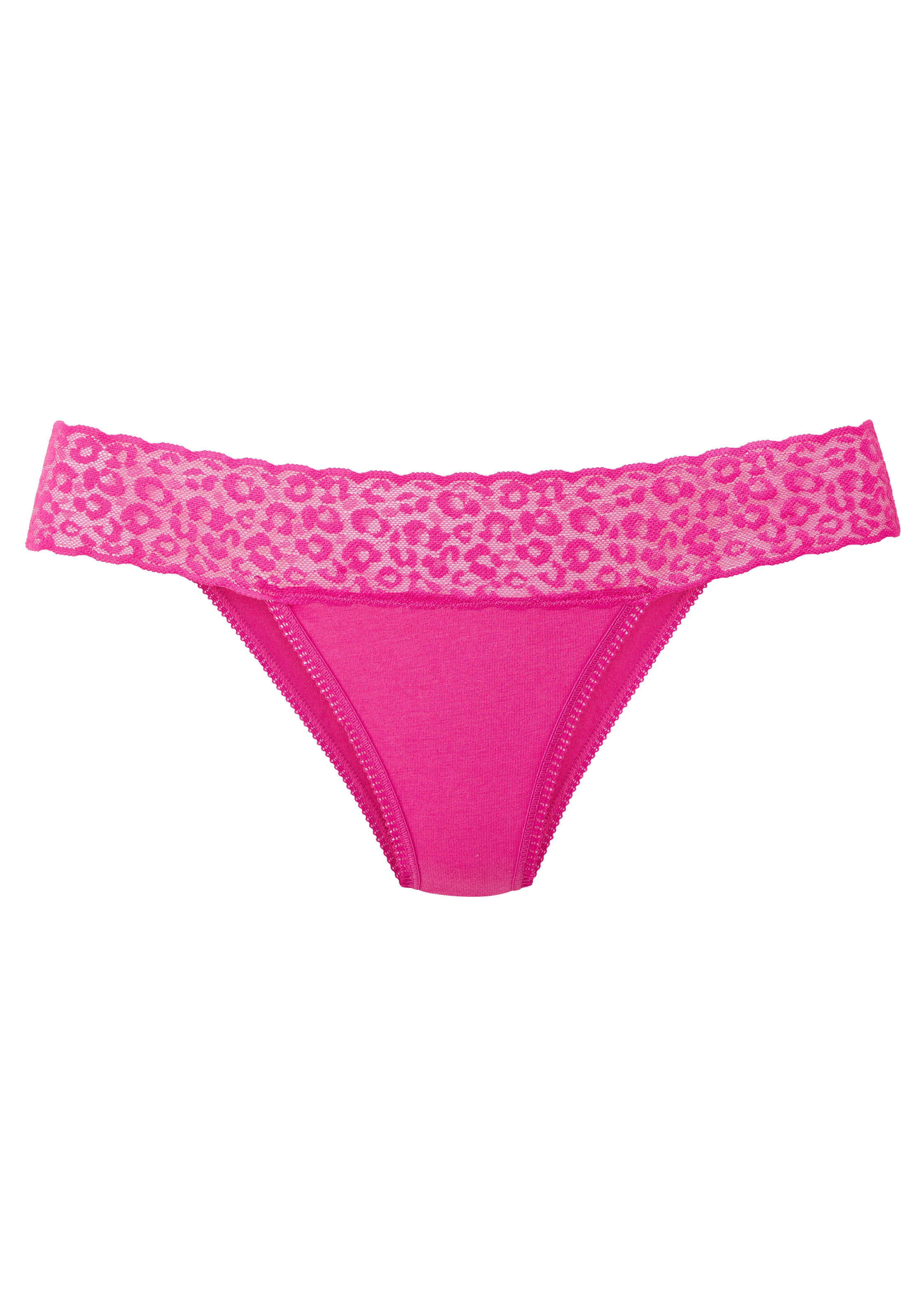 LASCANA Brasilslip 4er Pack,  aus elastischer Baumwolle mit Leo-Spitze am Bund