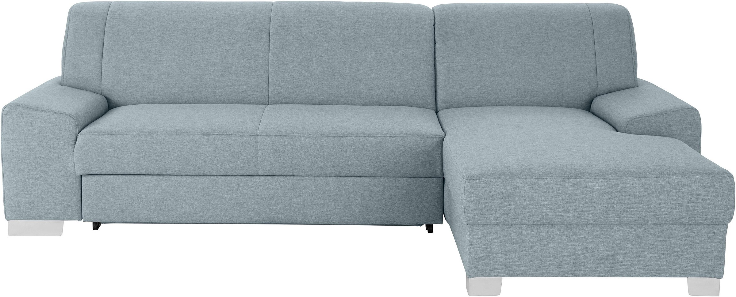 DOMO collection Ecksofa »Anzio L-Form, whlw. Bettfunktion, Federkern, hochwertig, Breite 271 cm«, Mit Bettfunktion, Recamiere rechts, Struktur fein, mint