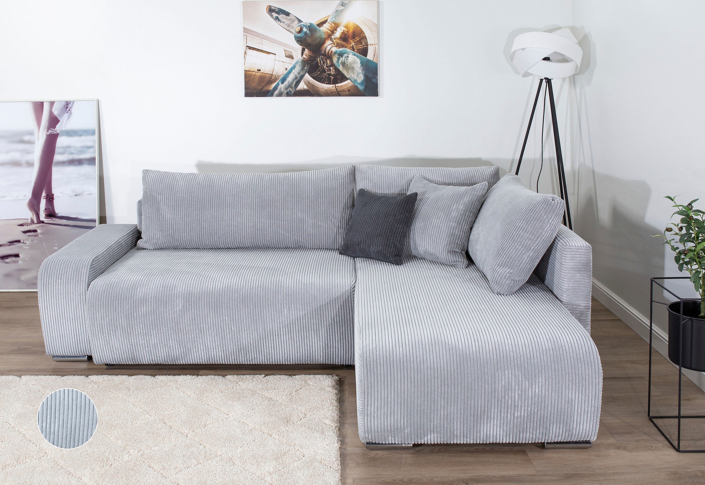 COLLECTION AB Ecksofa »Poppy, L-Form, Breite 227 cm mit Schlaffunktion« ink günstig online kaufen