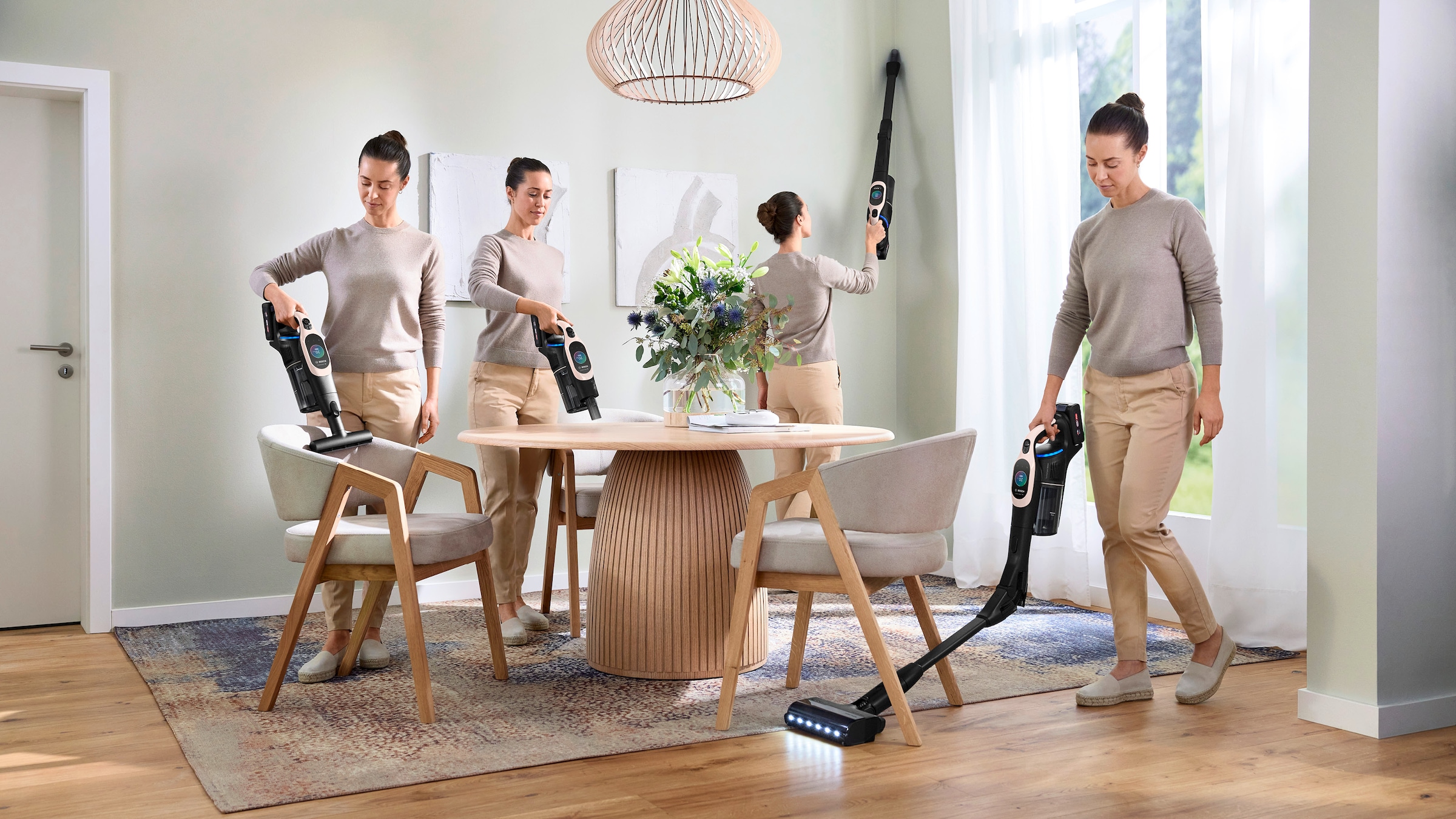 BOSCH Akku-Stielstaubsauger »Unlimited 10 BKS1041RHF, MicroClean™ Technology, Display, Knickrohr«, HEPA-Filtersystem, 10 Jahre Motorgarantie, LED-Licht, powder rose