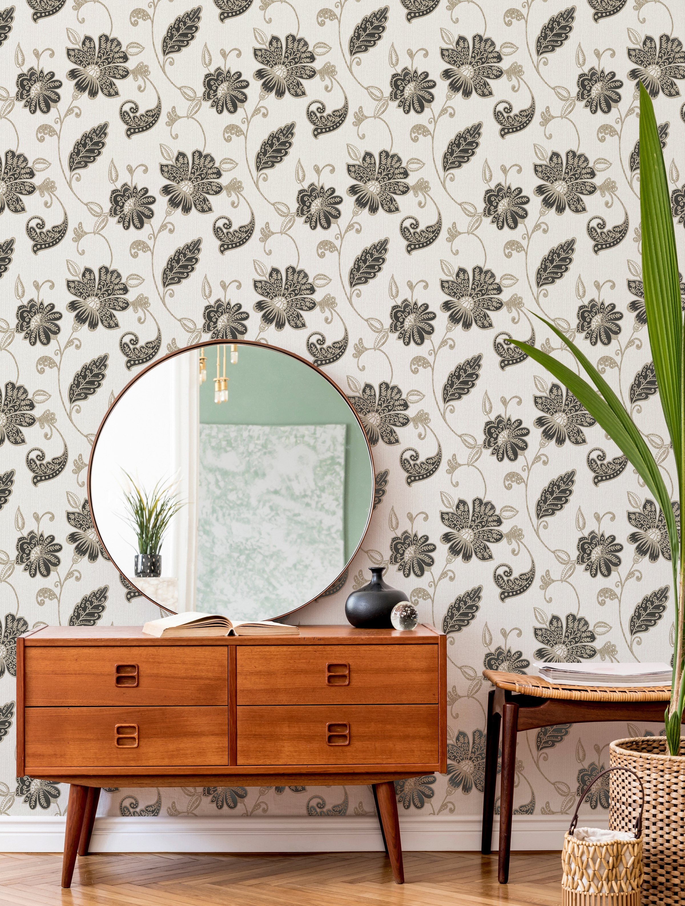 Boutique Vliestapete »Juliet« schimmernd aufgeschäumt Dunkelblau/Weiß - 10mx52cm