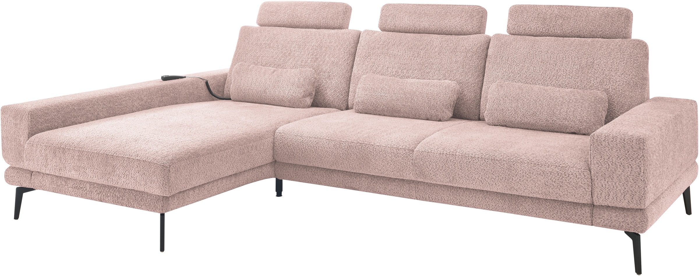 set one by Musterring Ecksofa »SO 3600, inkl motor. Sitztiefenverstellung, Kopfstützen, Nierenkissen«, Sitzhöhe 44 cm, Federkern, Breite 293 x Tiefe 180 cm, Kama rose