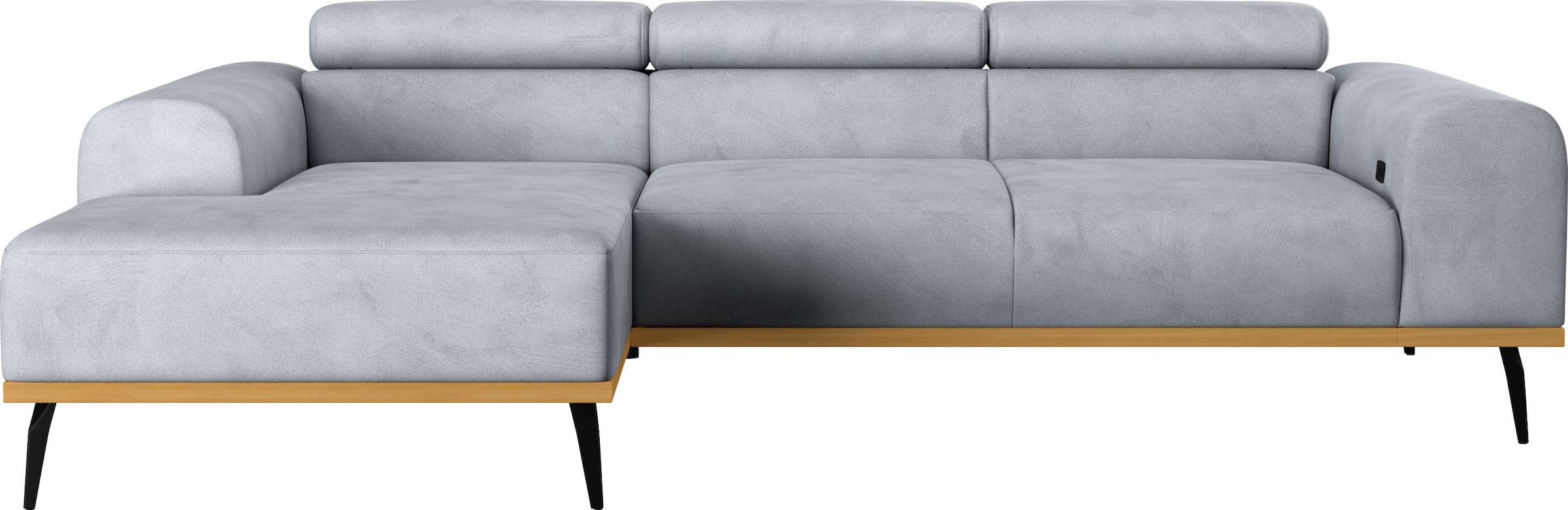 Places of Style Ecksofa »Carlo L-Form«, mit Kopfteilverstellung & Holz-Rahmenoptik, optional Relaxfunktion