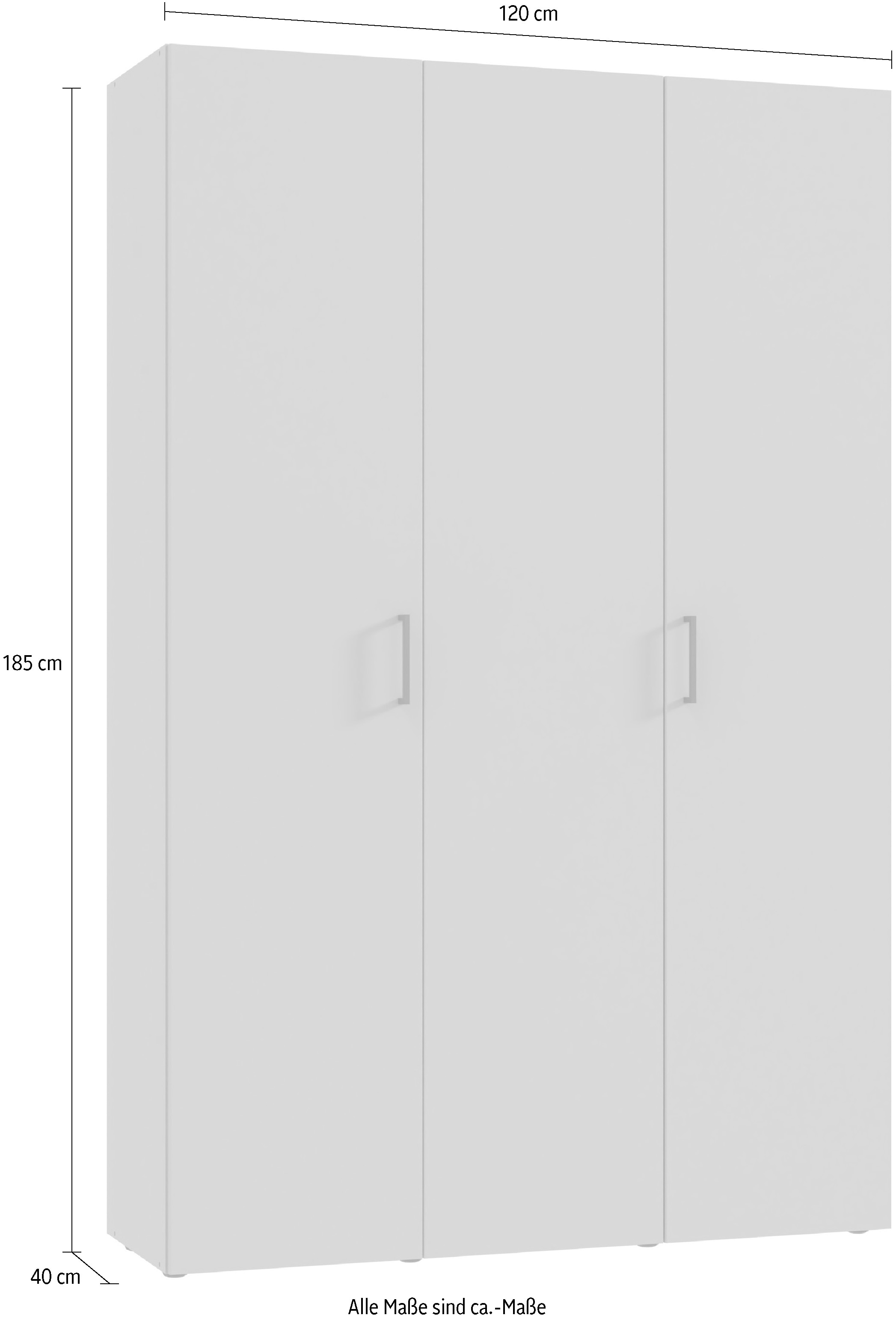 Wimex Kleiderschrank »Mugano, in 5 Breiten und 2 Höhen, Made in Germany«, (in Basic oder Premium Ausstattung mit 2 weiteren Einlegeböden), mit langen Griffstangen aus Metall, wahlweise mit oder ohne Spiegel