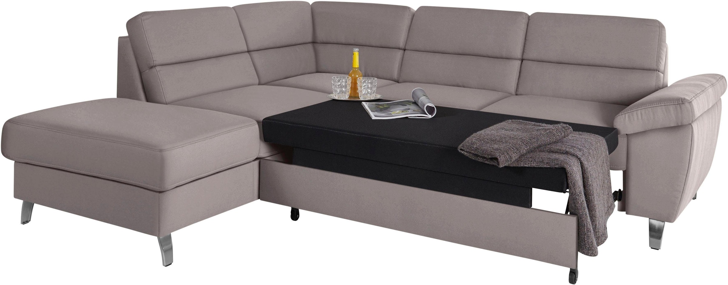 sit&more Ecksofa »Sorano L-Form«, wahlweise mit Bettfunktion und Bettkasten