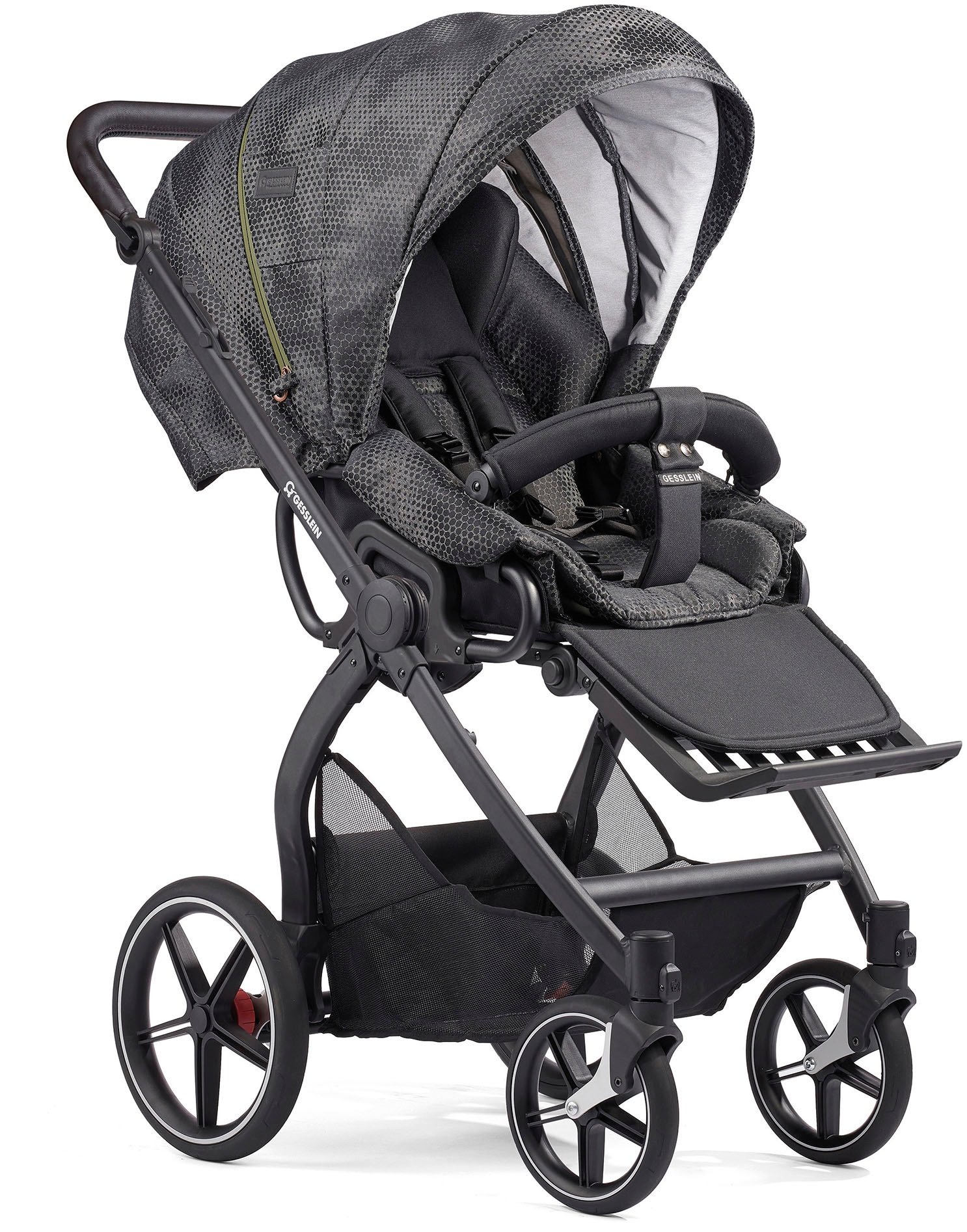 Gesslein Kombi-Kinderwagen »FX4 Soft+ mit Aufsatz Classic schwarz/schwarz, schwarzgrau«, mit Babywanne Cx3 und Babyschalenadapter