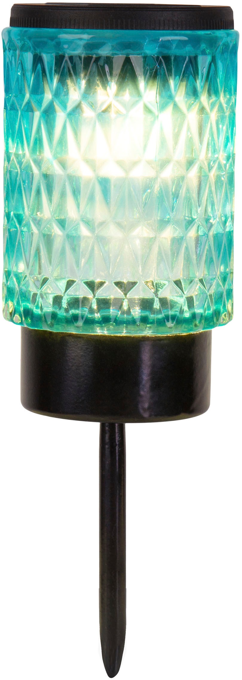 näve LED Solarleuchte »Mila«, 2 flammig, Leuchtmittel LED-Modul | LED fest integriert, 2er Set Dekoerdspieß, Glas 1x rot, 1x blau, Dämmerungssensor, H: 25cm
