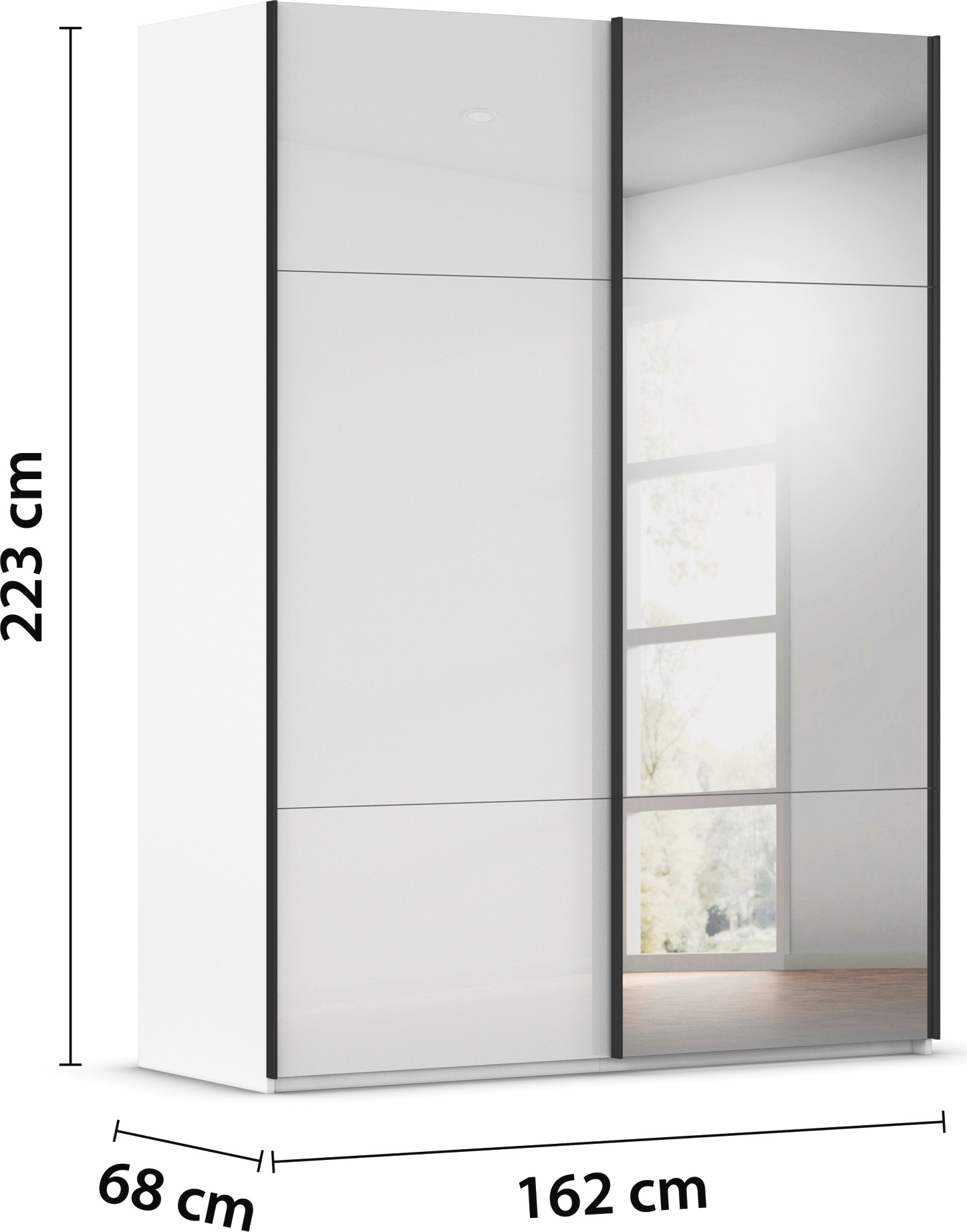 rauch Schwebetürenschrank »Kleiderschrank Schrank Garderobe Schlafzimmerschrank CONTIDO«, (in 3 verschiedenen Ausstattungen BASIC/CLASSIC/PREMIUM), aus hochwertigem Material in 6 Breiten 2 Griff-Farben MADE IN GERMANY