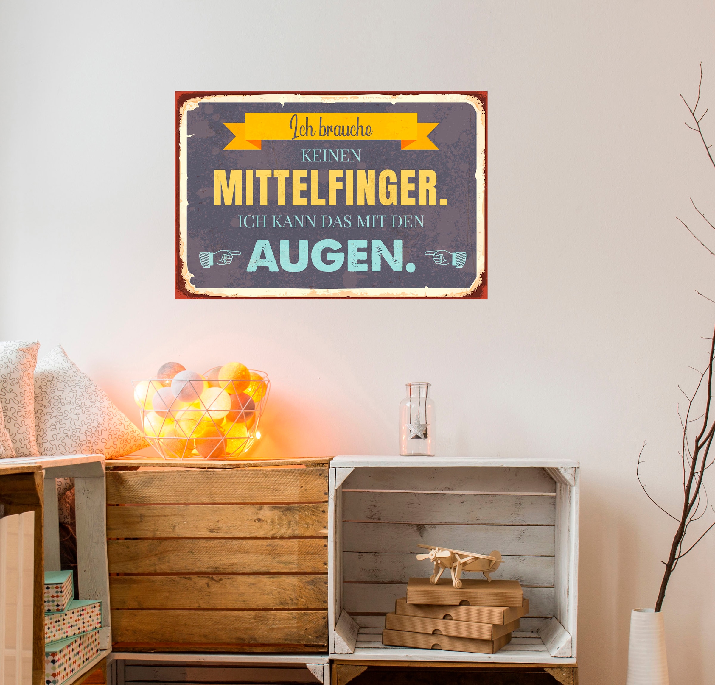 queence Metallbild »Mittelfinger« Schriftzug   Schriftzüge 1 Stk. tlg. Stah günstig online kaufen