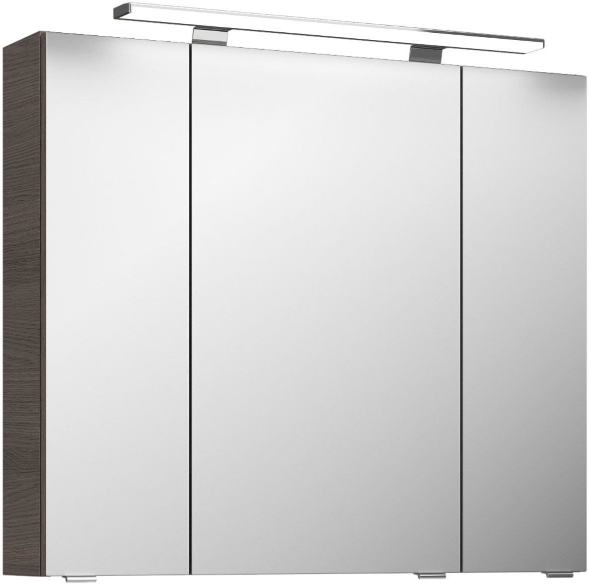 Saphir Badezimmerspiegelschrank »Serie 4010 Badezimmer-Spiegelschrank inkl. LED-Aufsatzleuchte«, Badschrank 80 cm breit, 3 Türen, 6 Glas-Einlegeböden, inkl Türdämpfer