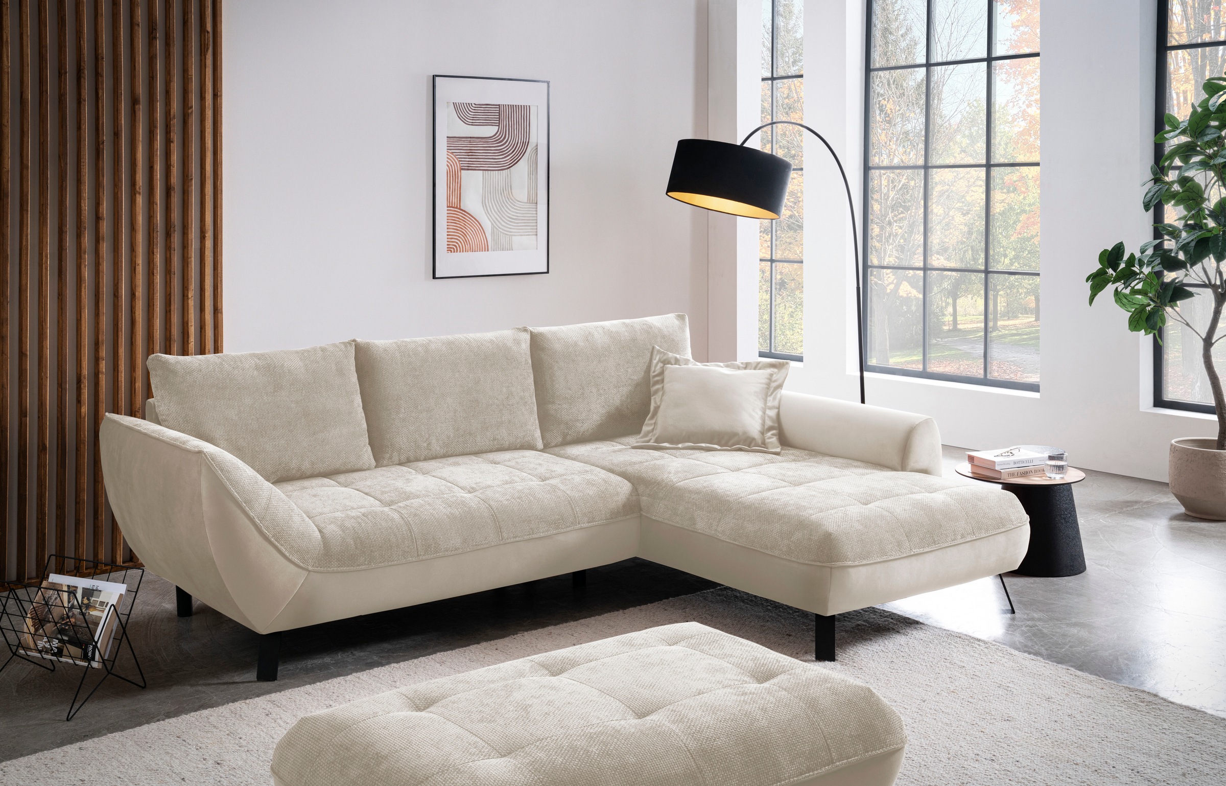 exxpo - sofa fashion Ecksofa »Bellinii, Materialmix, Strukturbezug und pfle günstig online kaufen