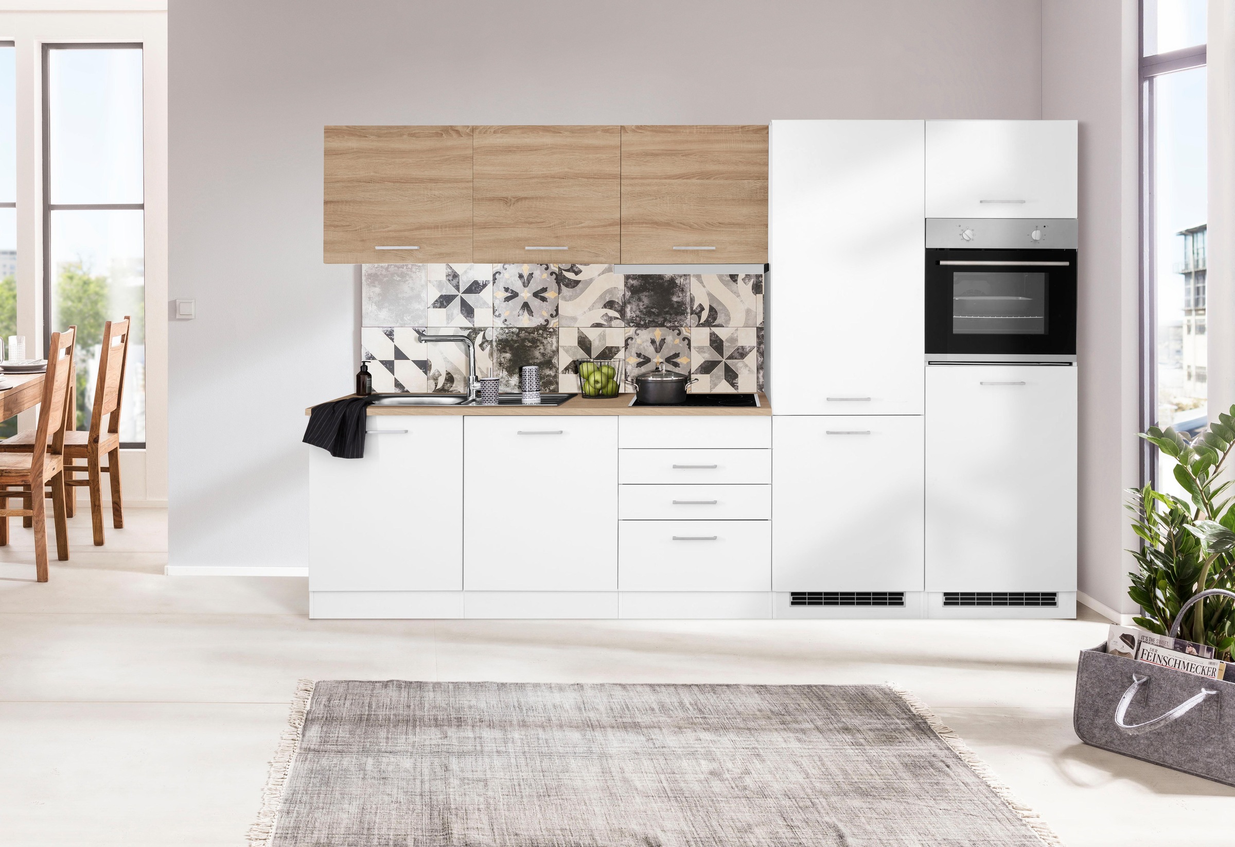 KOCHSTATION Küchenzeile »KS-Visby«, mit E-Geräten, 300 cm, mit Kühl/Gefrier günstig online kaufen