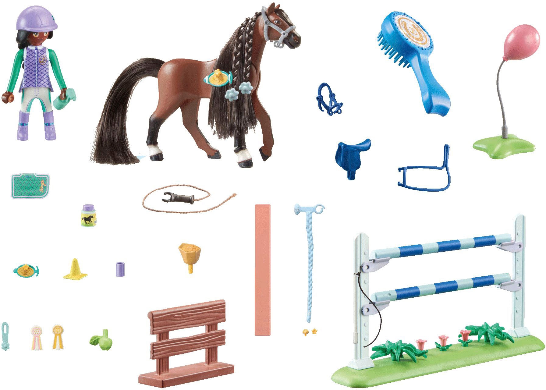 Playmobil® Konstruktions-Spielset »Zoe & Blaze mit Turnierparcours (71355), Horses of Waterfall«, (67 St.), teilweise aus recyceltem Material