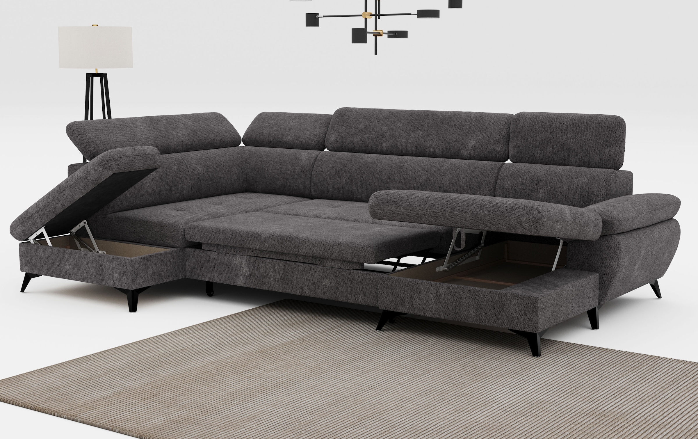 COTTA Wohnlandschaft »Hudson U-Form«, mit Kopfteilverstellung, wahlweise mit Bettfunktion & Bettkasten