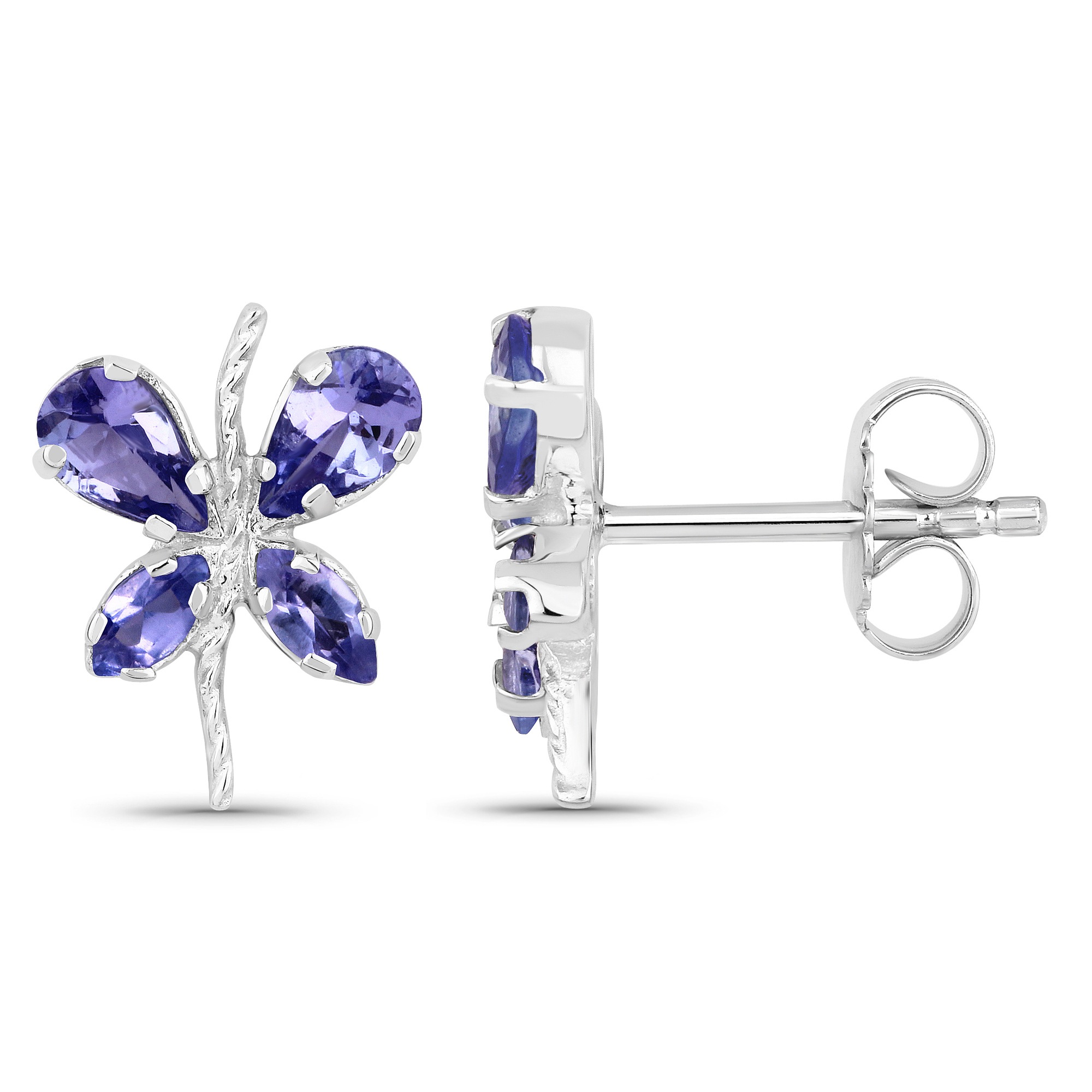 Vira Jewels Paar Ohrstecker »Silber 925 rhodiniert Schmetterling-Motiv mit echtem Tansanit«