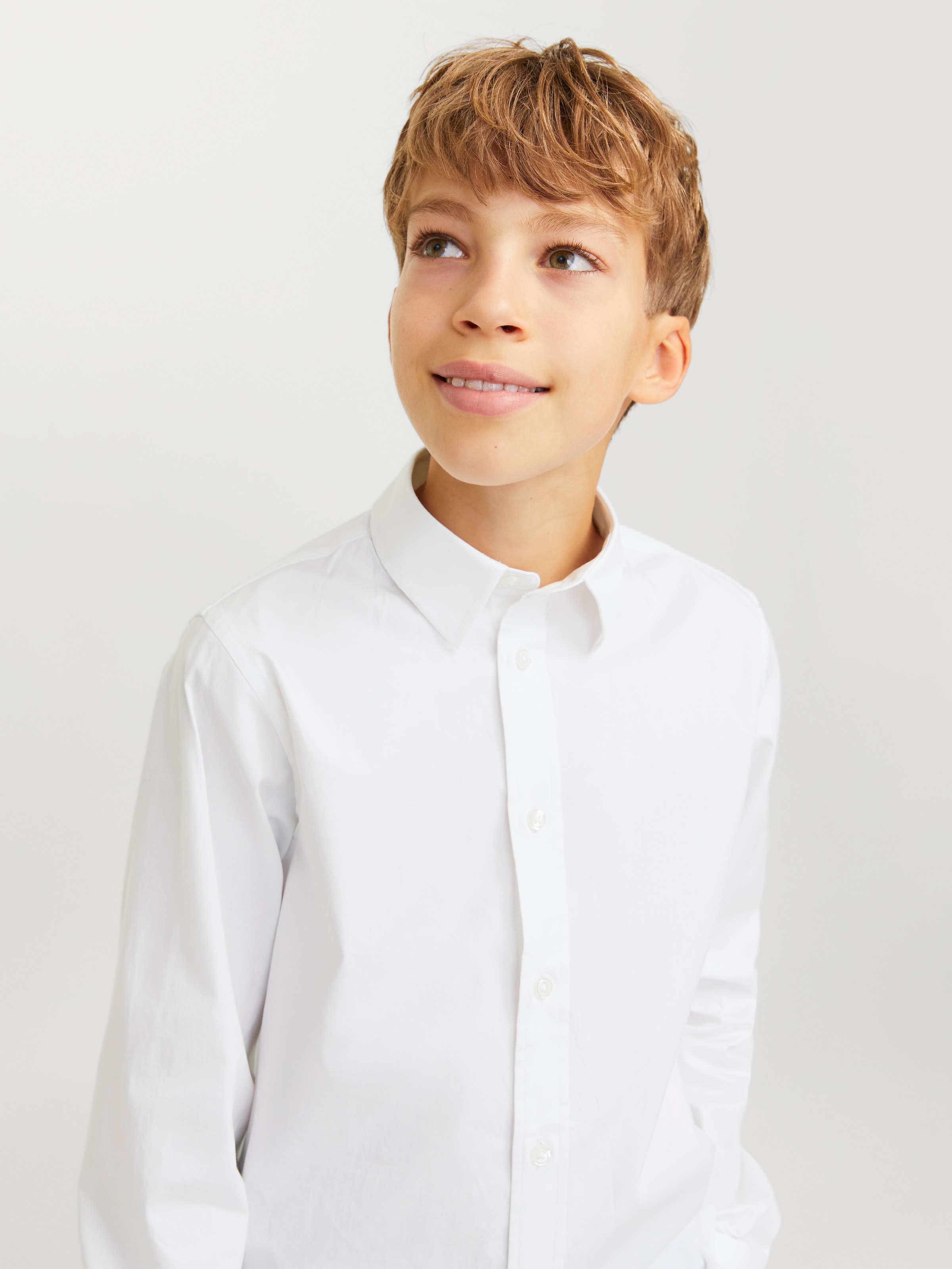 Jack & Jones Junior Langarmhemd »JJEAXEL elastisch und einfach kombinierbar« unifarben, modisch, regular fit, Web, Hemdkragen