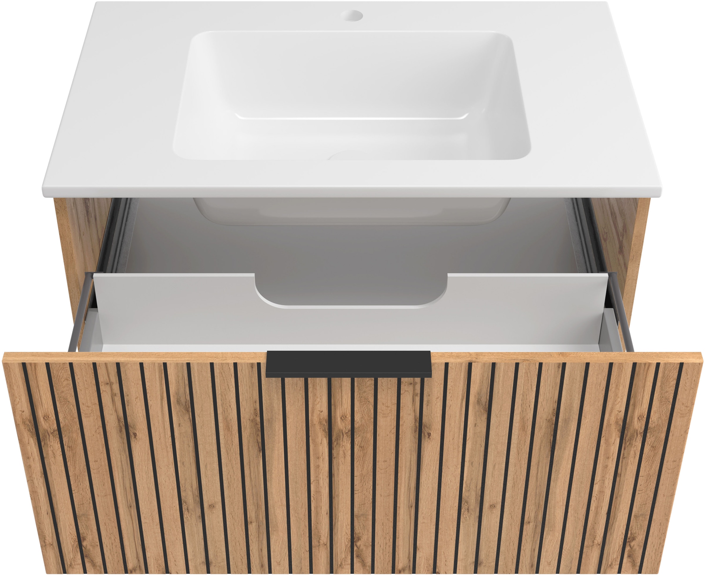 welltime Badmöbel-Set »Welltime, Carlton Waschtisch-Set, 80 oder 120 cm, gestreift«, (2 St.)