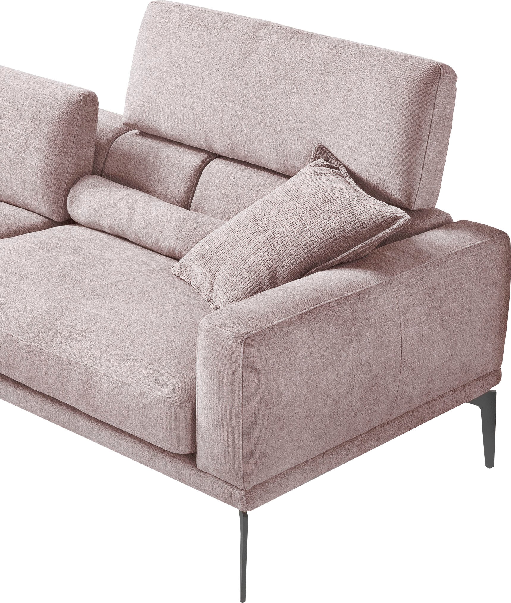 Egoitaliano Ecksofa »Masu, Design trifft sensationellen Sitzkomfort«, inkl. 2 Kissenrollen, Rückenelemente manuell verstellbar, Metallfüße