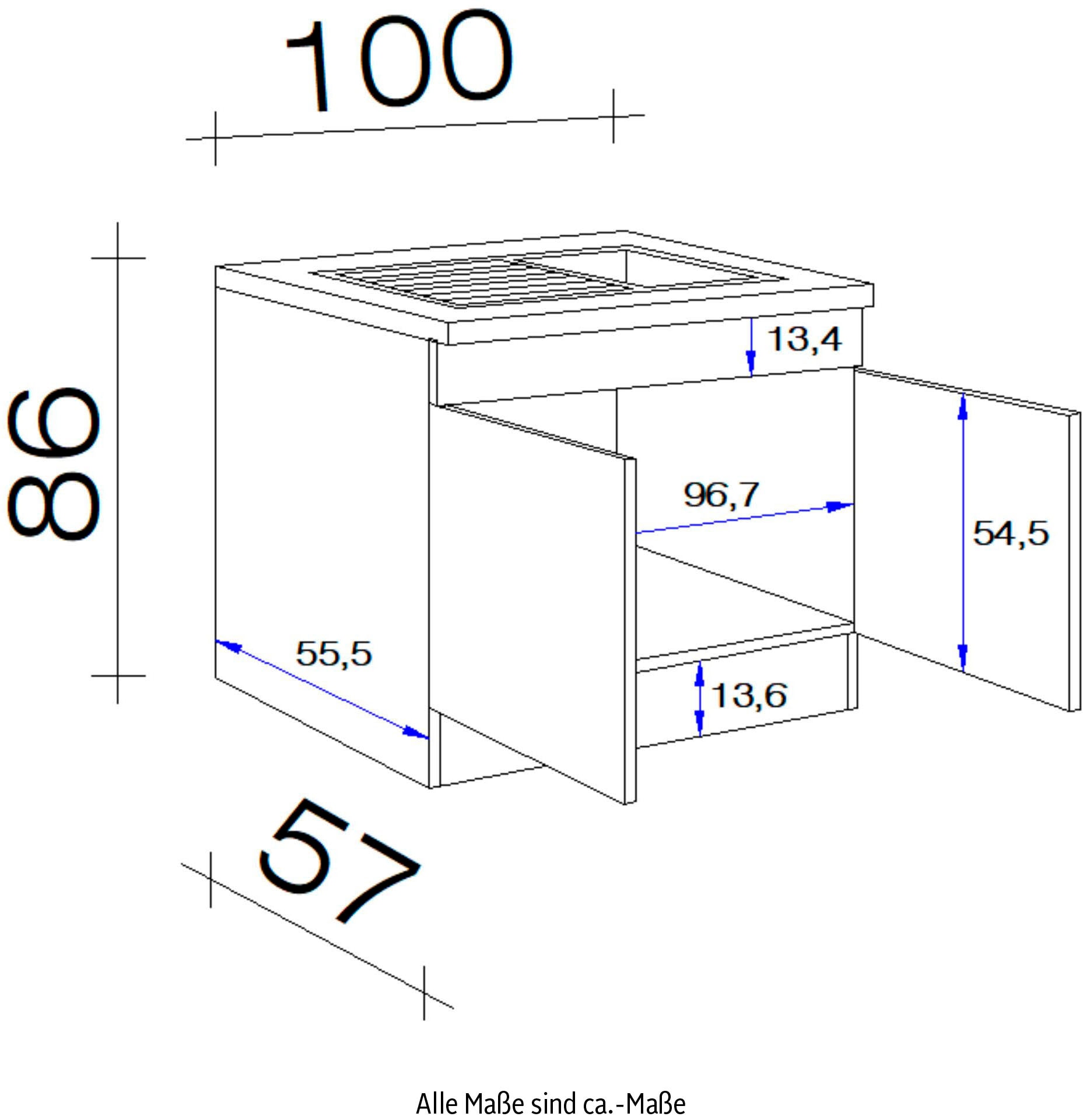 Flex-Well Spülenschrank »Portland«, (B x H x T) 100 x 86 x 60 cm, inkl. Einbauspüle