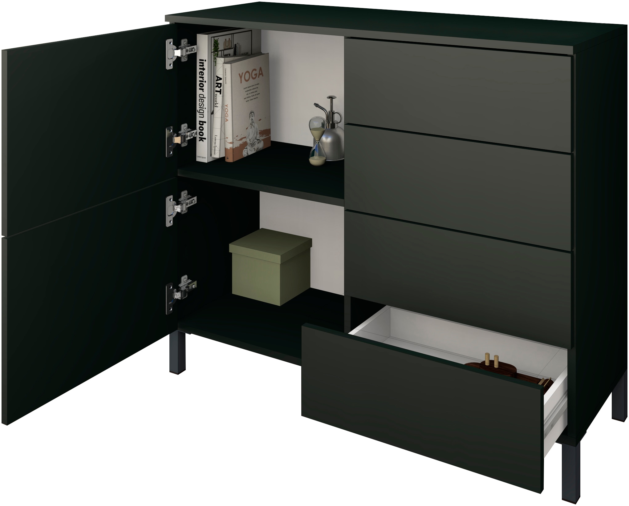 borchardt Möbel Kommode, Drucköffner (Push-To-Open), höhenverstellbare Einlegeböden