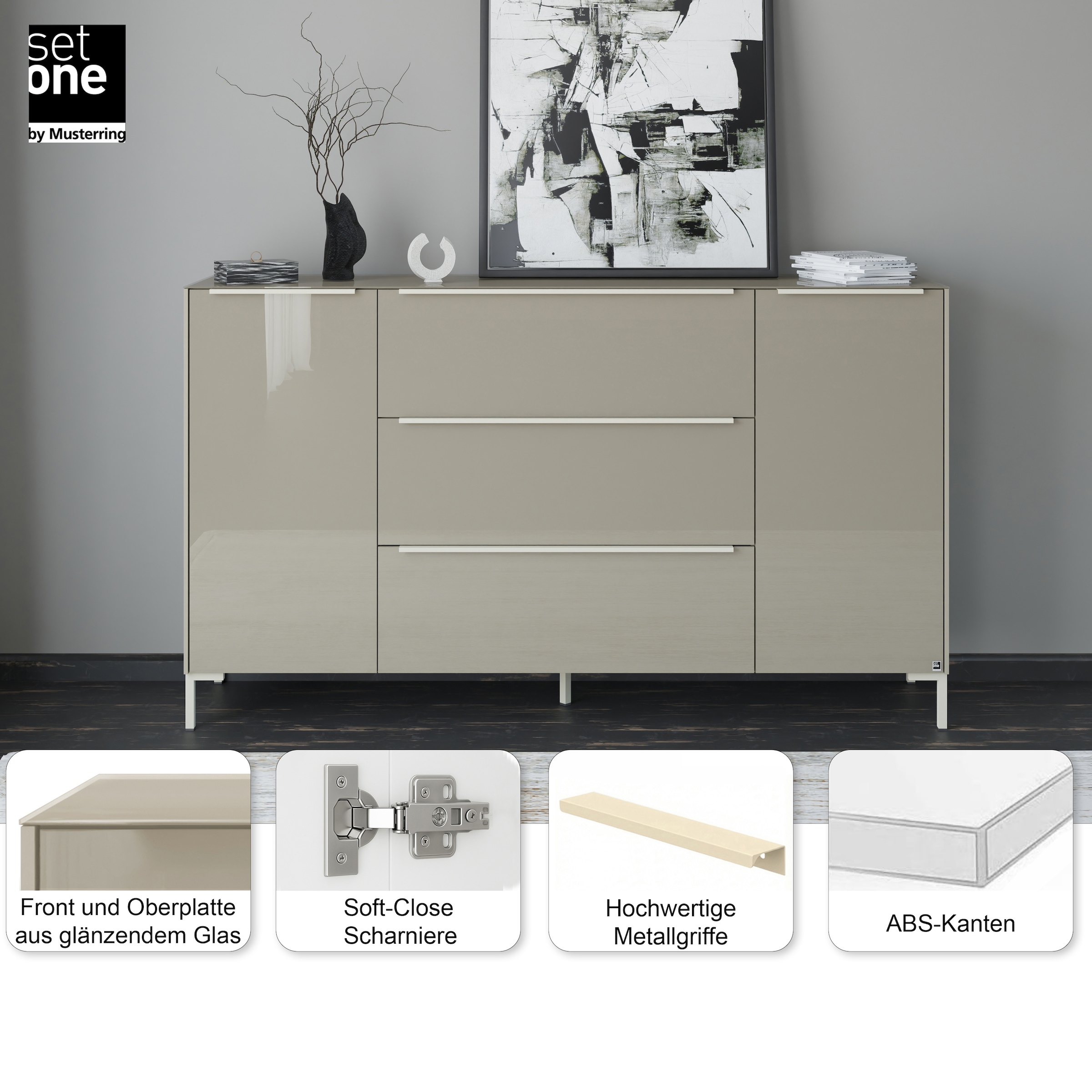 set one by Musterring Sideboard »Reno« 1 Stk. tlg. Mit Winkelfuß in diversen Farben, 108 cm Höhe & Farbauswahl