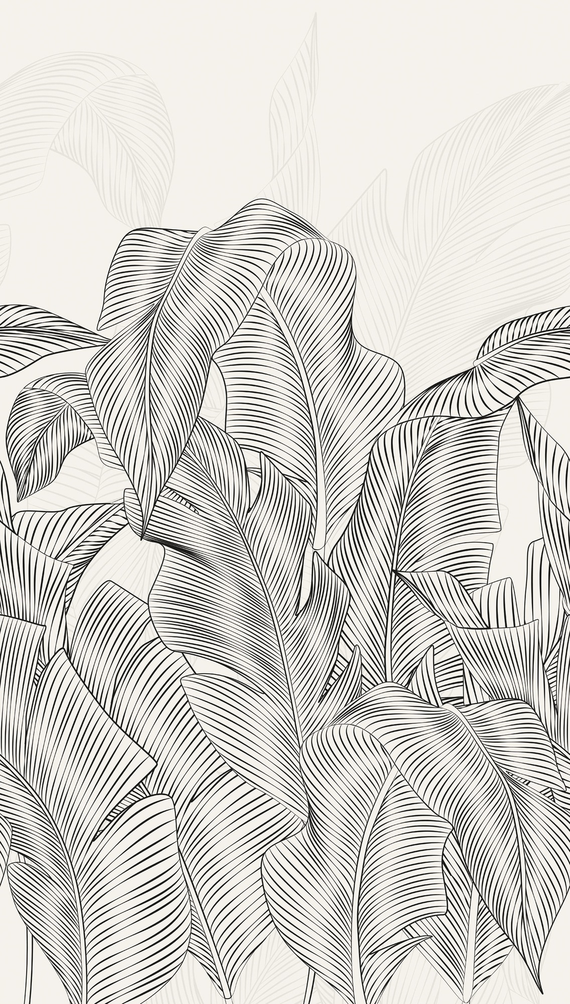 living walls Vliestapete »Vibes & Styles Linea Botanica – Jungle Outline Fototapete« floral leicht strukturiert Minimalistisches Blattdesign mit Linienführung und moderner Eleganz