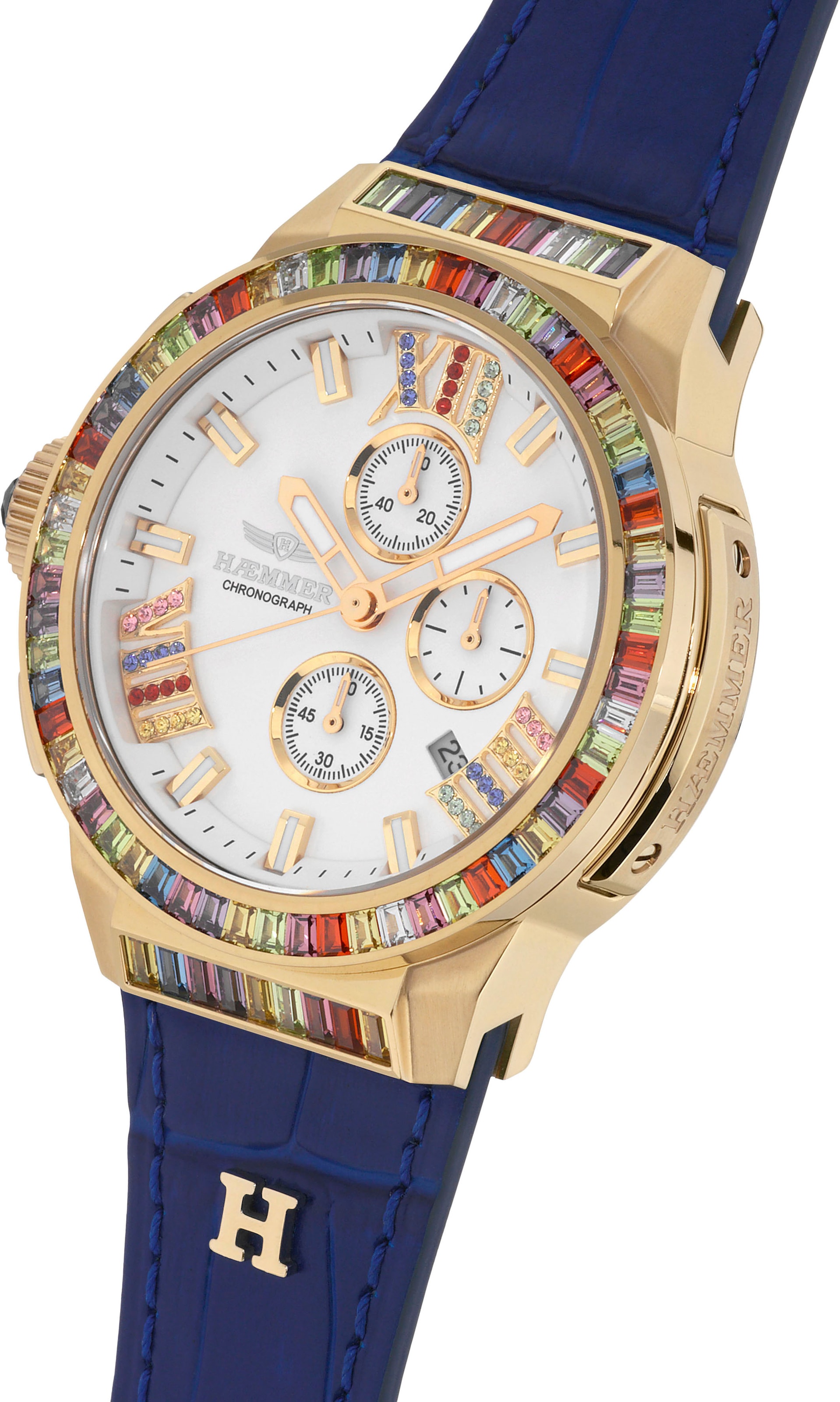 HAEMMER GERMANY Chronograph »GLORIOUS«, Quarzuhr, Damenuhr, Datum, Stoppfunktion, Saphirglas, Lederarmband