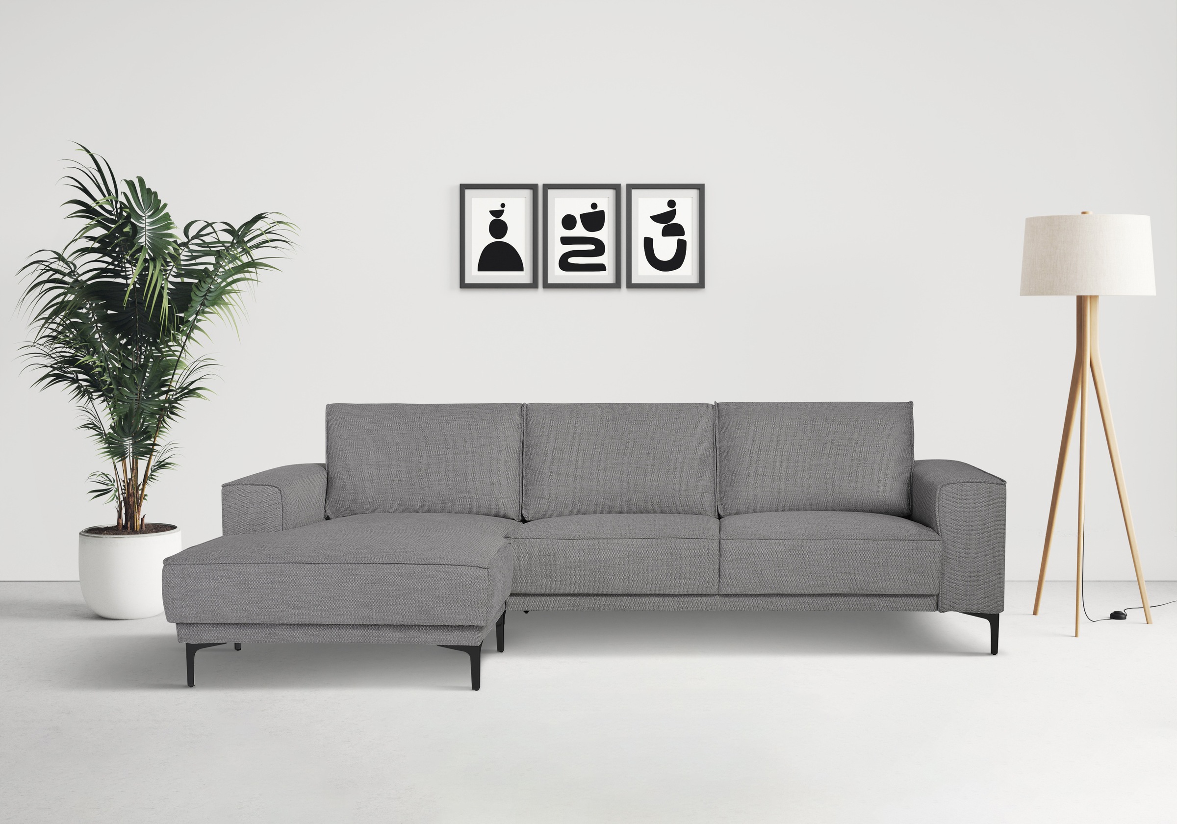 Places of Style Ecksofa »Polsterecke Oland, Struktur, Flachgewebe, Luxus-Mi günstig online kaufen