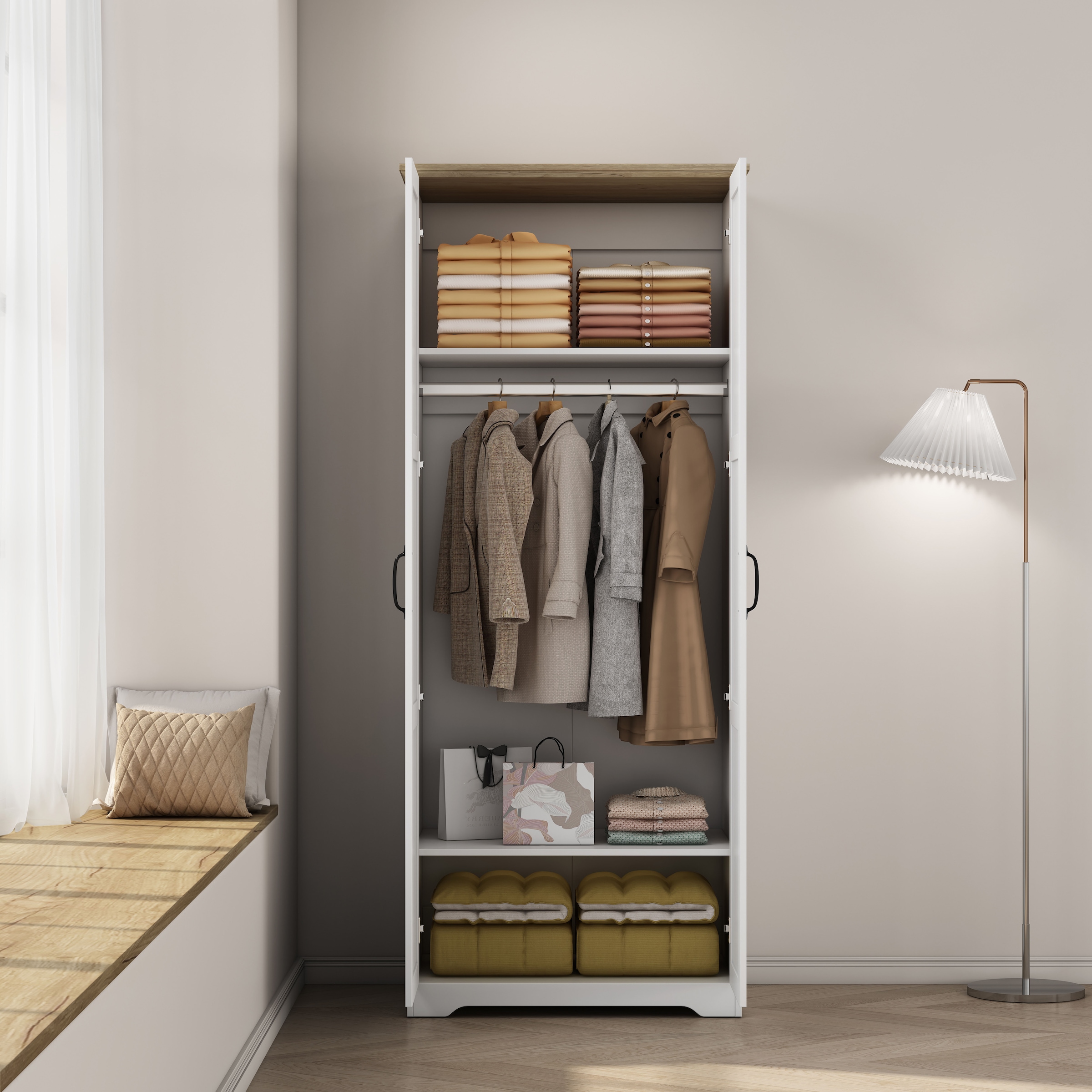 OTTO home Kleiderschrank »Emmilia Schrank Schlafzimmerschrank im Landhaus Design« Landhaus Schrank mit  2 Türen in Breite 82,7cm, Höhe 2m