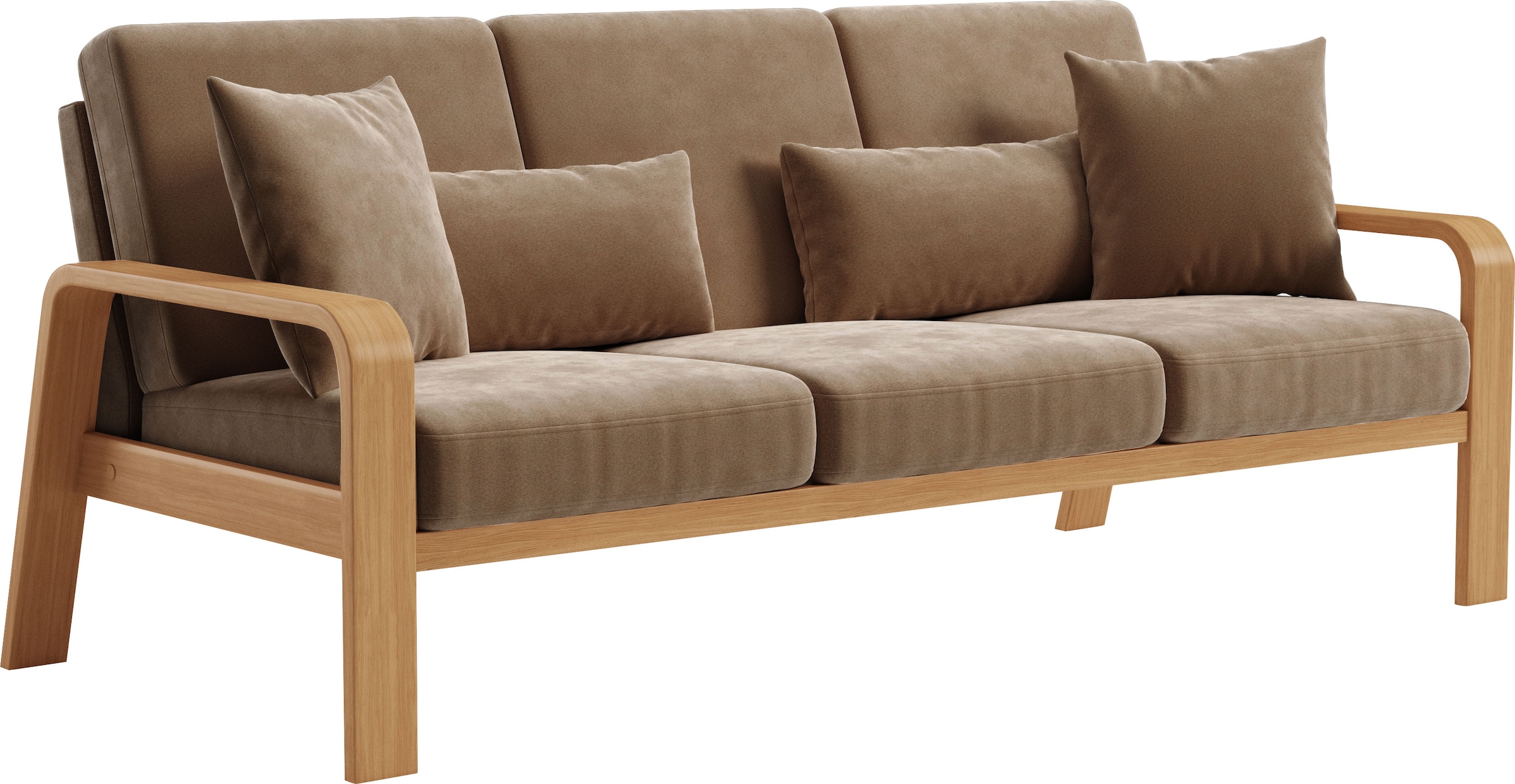 sit&more 3-Sitzer »Kolding« Armlehnen aus eichefarbigem Buchenholz, verschiedene Bezüge und Farben