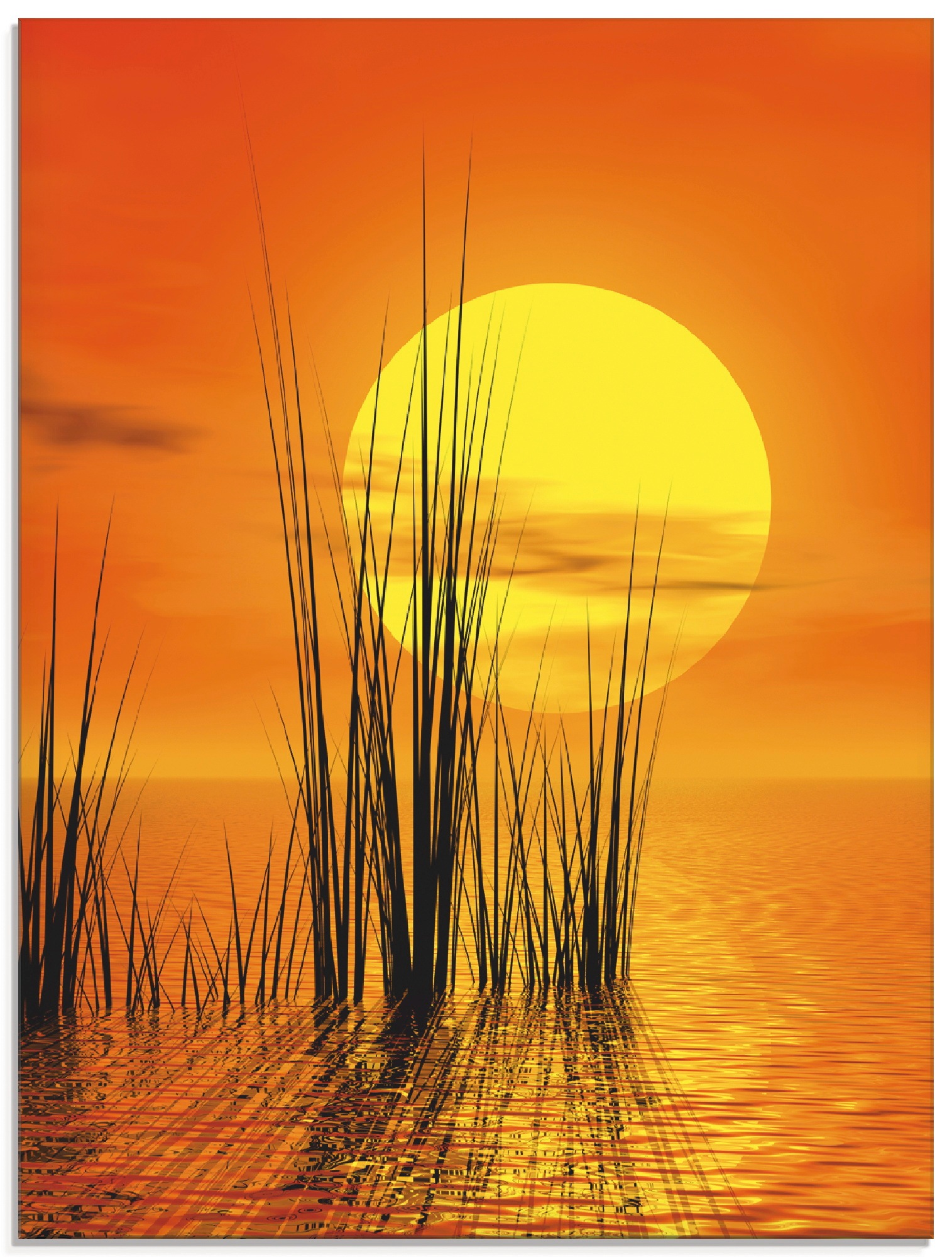Artland Glasbild »Sonnenuntergang mit Schilf« Sonnenaufgang & -untergang 1 günstig online kaufen