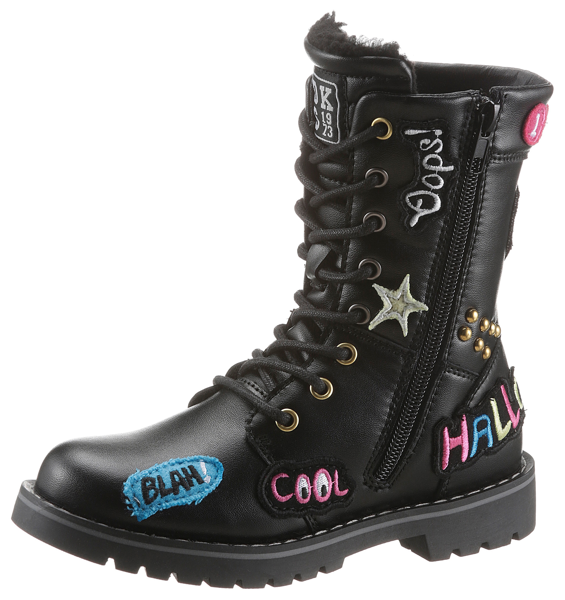 Dockers by Gerli Schnürstiefel, Boots mit bunten Patches