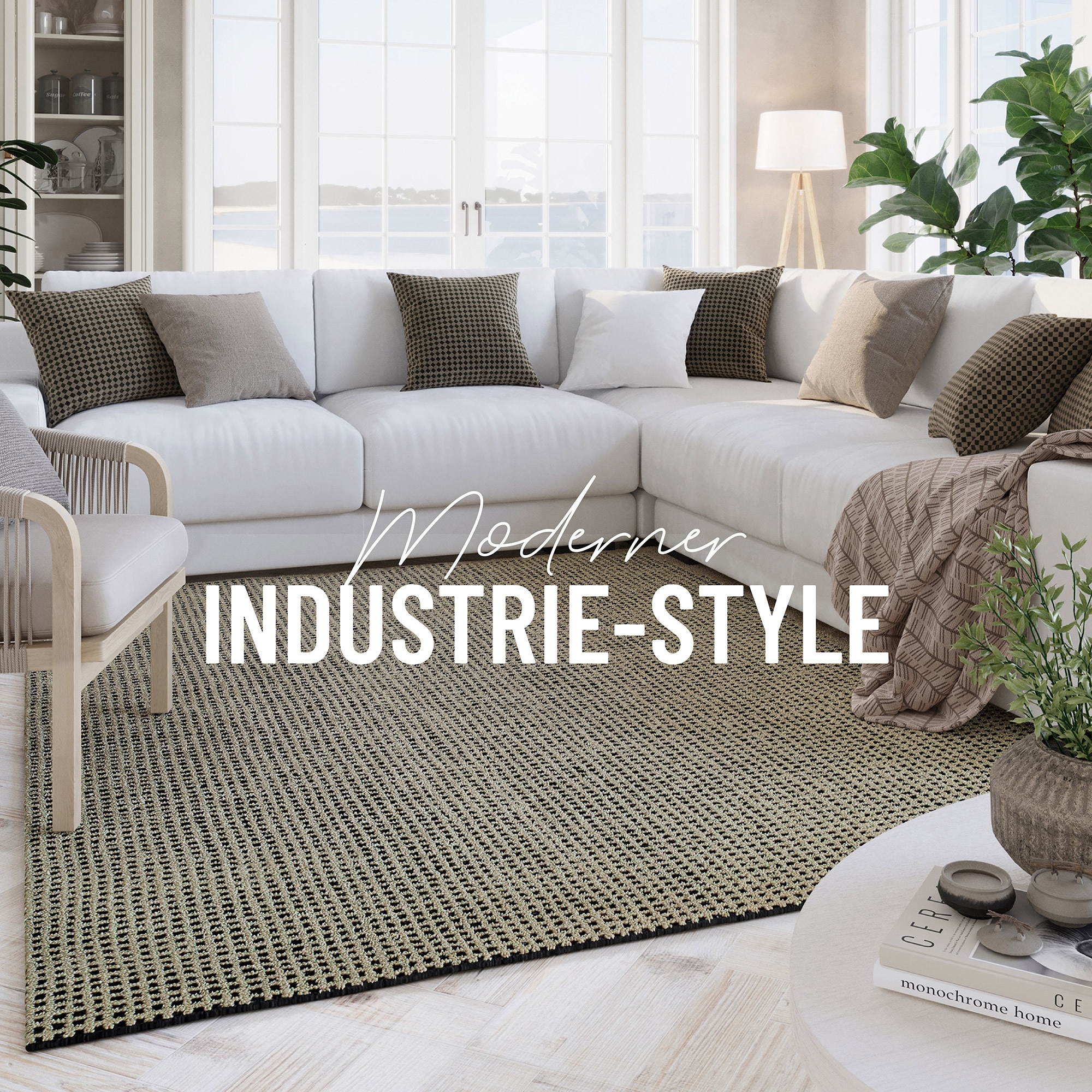 Wecon home Teppich »Hamptons TWENTYNINE« rechteckig 10 mm Höhe Läufer, Kurzflor, Wohnzimmer, Schlafzimmer, elegant, robust, Karo