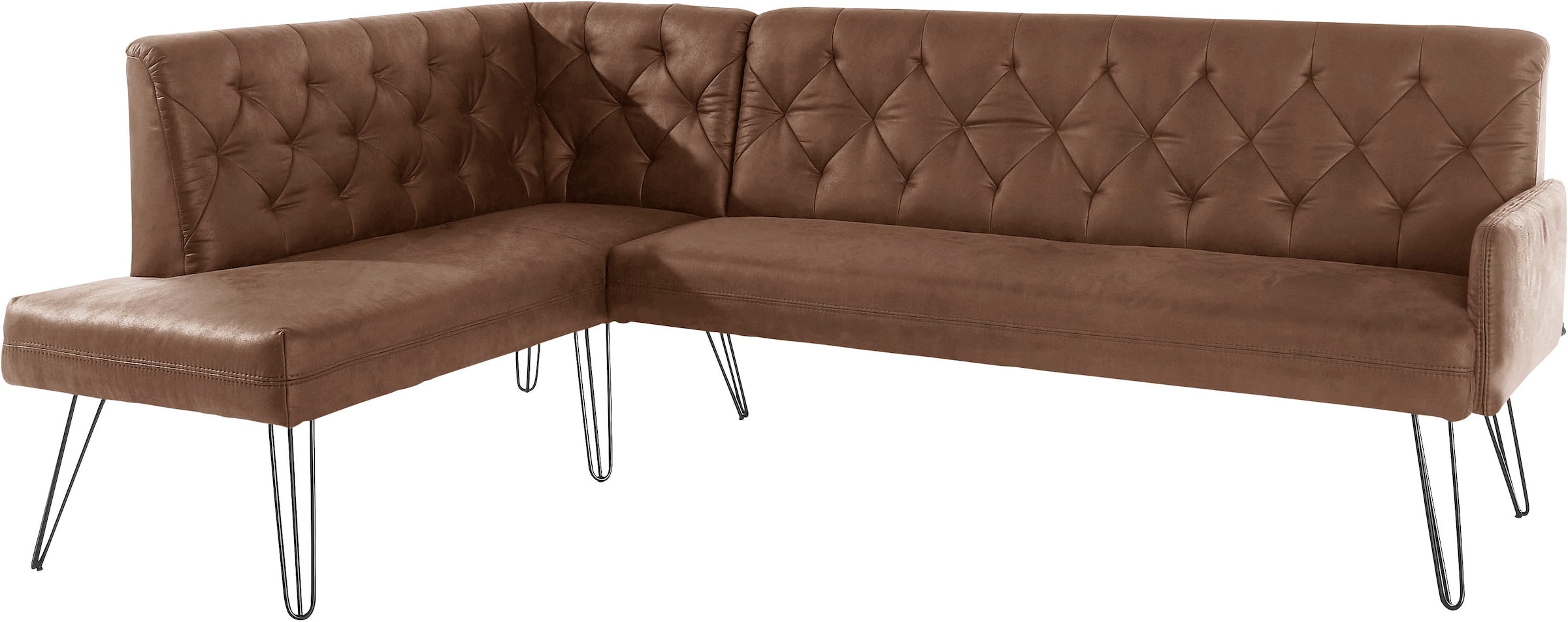 exxpo - sofa fashion Eckbank »Doppio, Chesterfield Optik, komfortabel und bequem, hohe Designfüße«, Frei im Raum stellbar