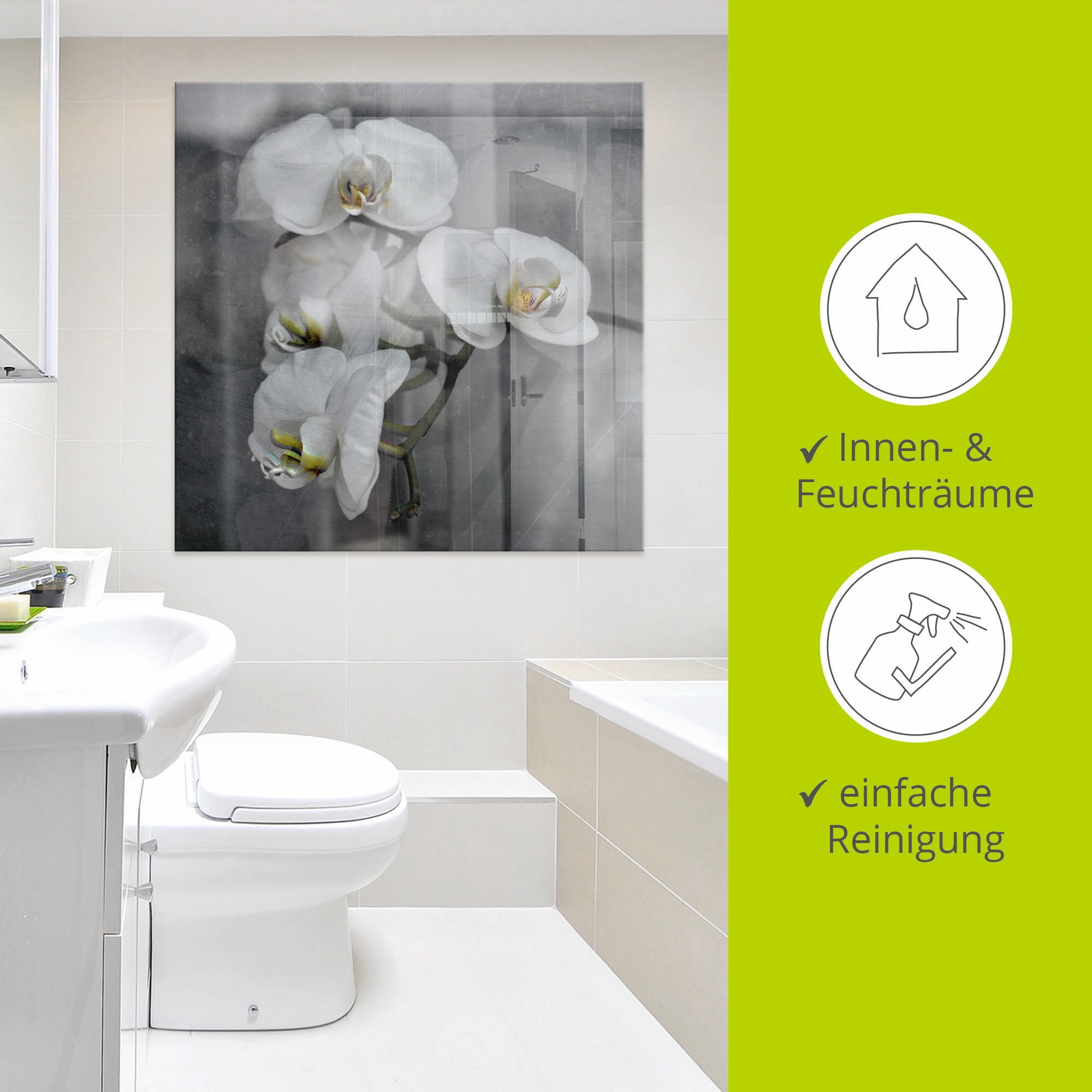 Artland Glasbild »Weisse Orchideen - white Orchid«, Blumen, (1 St.), in verschiedenen Größen