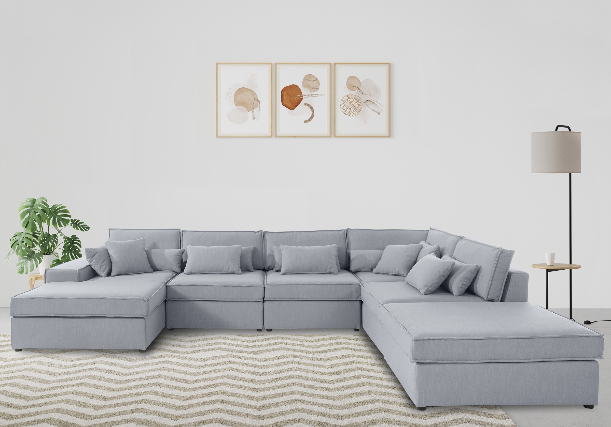 OTTO home Wohnlandschaft »Florid U-Form« 6 Teile, bestehend aus Modulen, vi günstig online kaufen